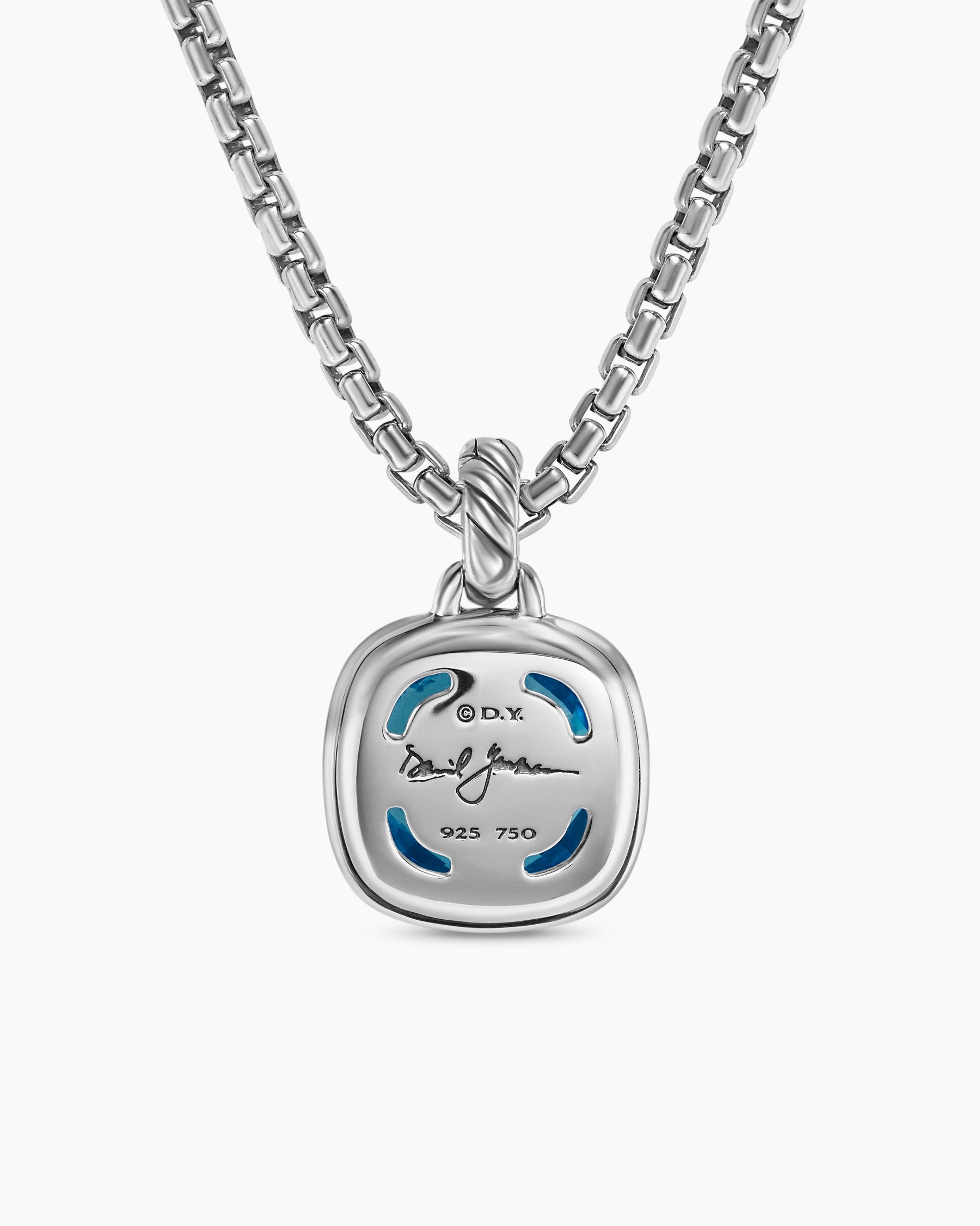 Albion Pendant in Sterling Silver with 18K Yellow Gold and Blue Topaz, 11mm - Image 4