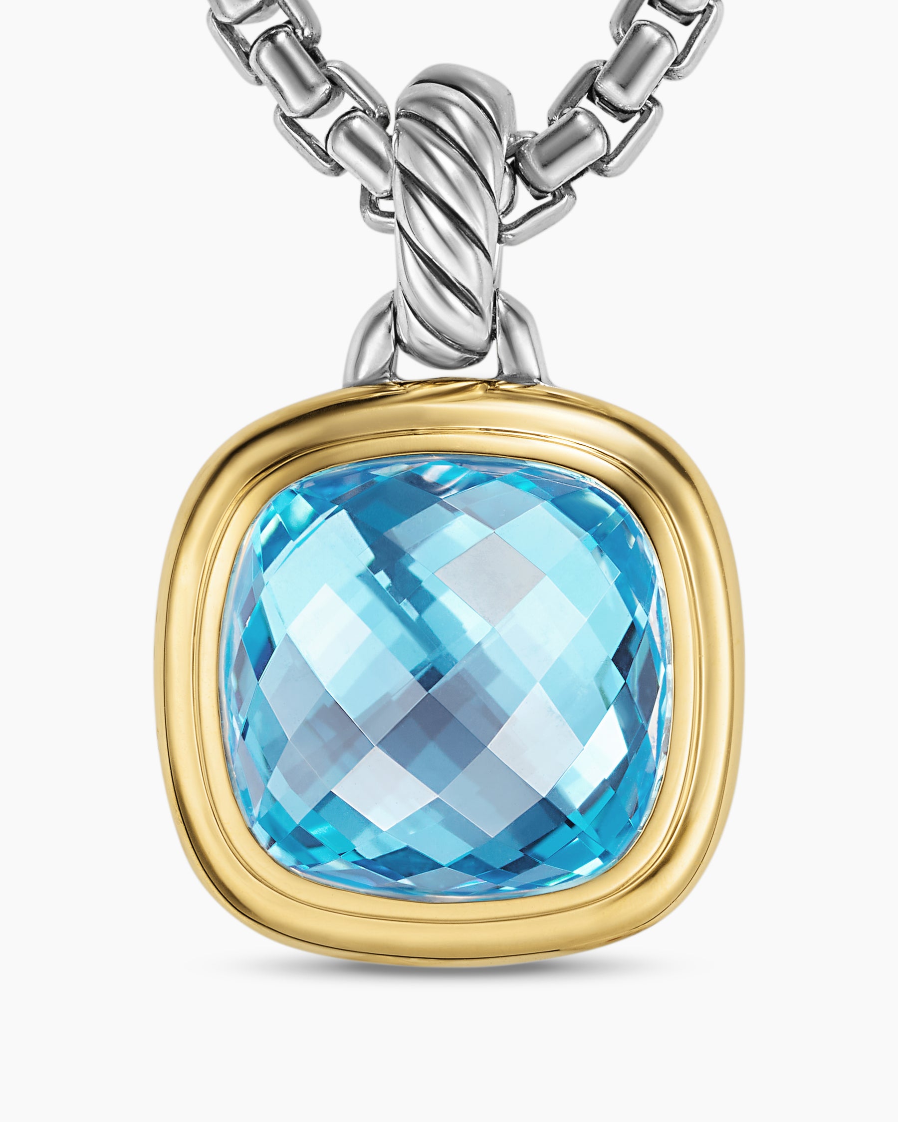 Albion Pendant in Sterling Silver with 18K Yellow Gold and Blue Topaz, 11mm - Image 5