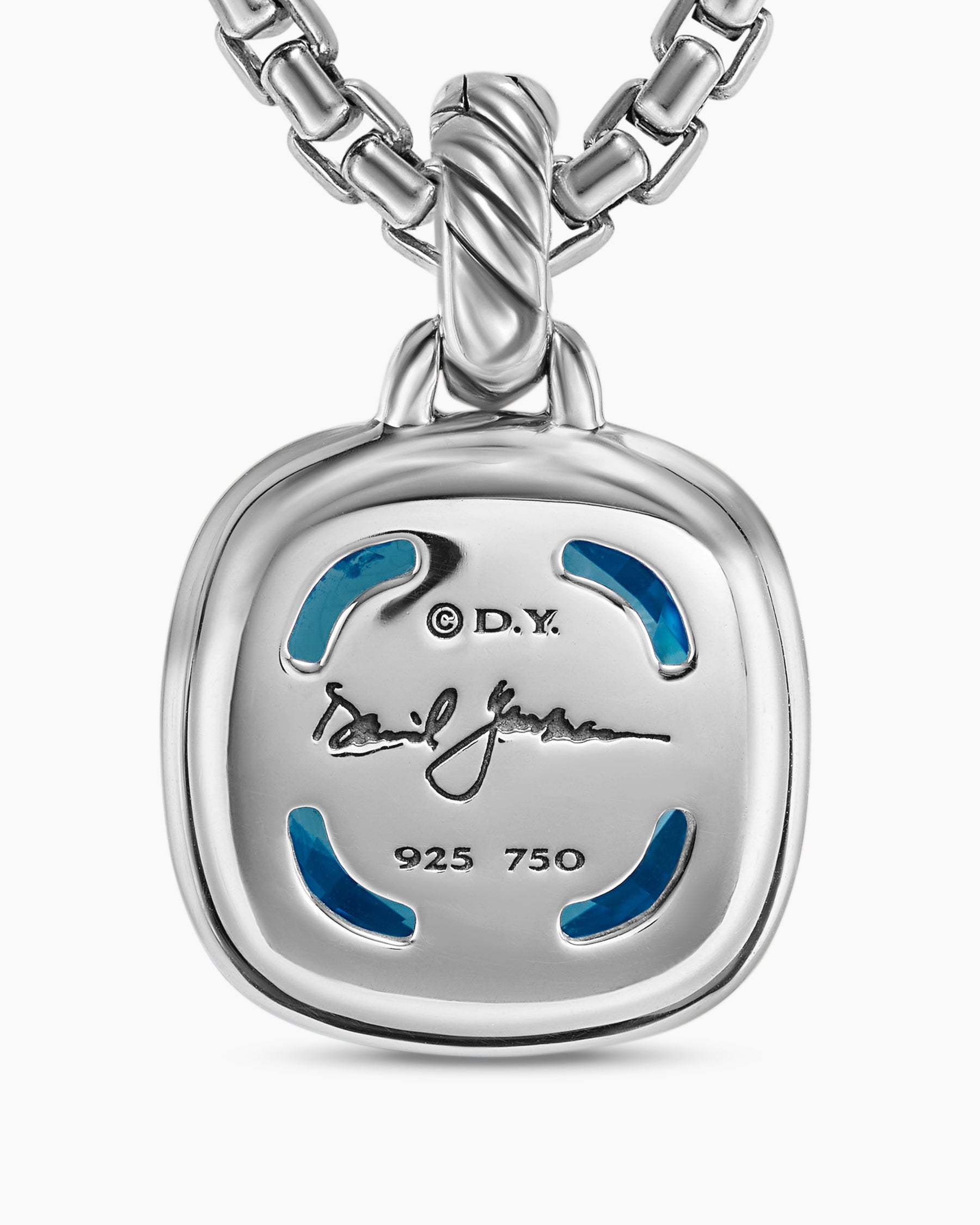 Albion Pendant in Sterling Silver with 18K Yellow Gold and Blue Topaz, 11mm - Image 6