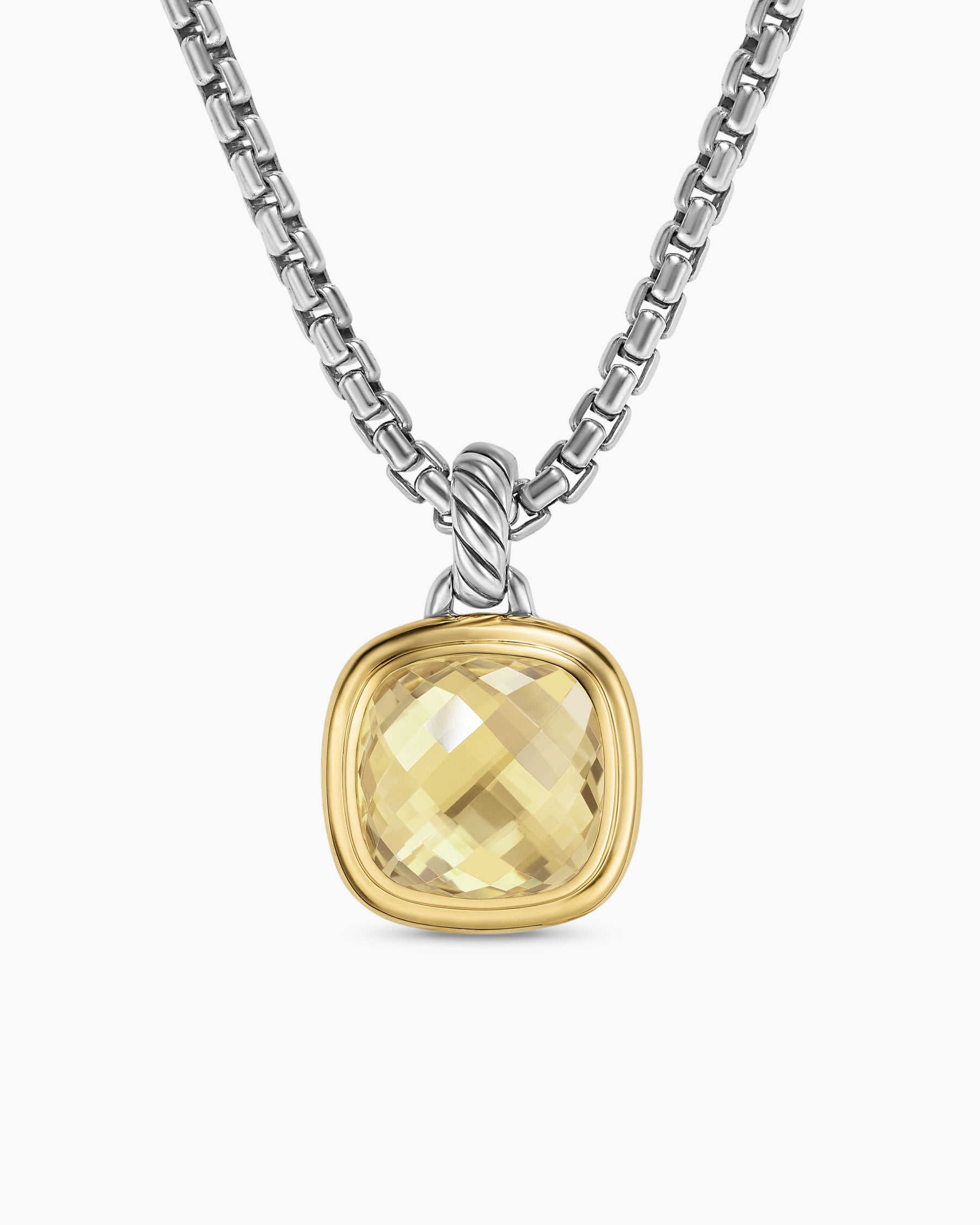 Albion Pendant in Sterling Silver with 18K Yellow Gold and Champagne Citrine, 11mm