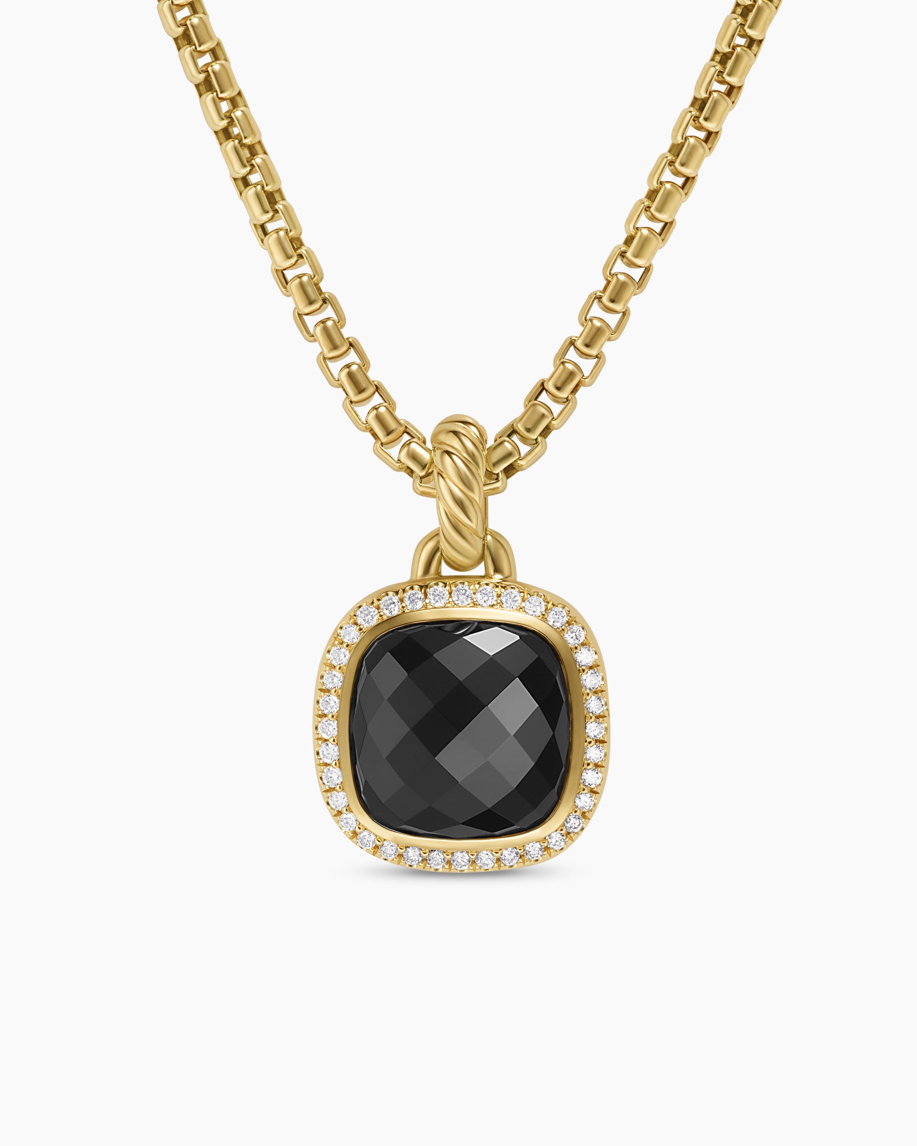 Albion Pendant in 18K Yellow Gold with Black Onyx and Diamonds, 11mm
