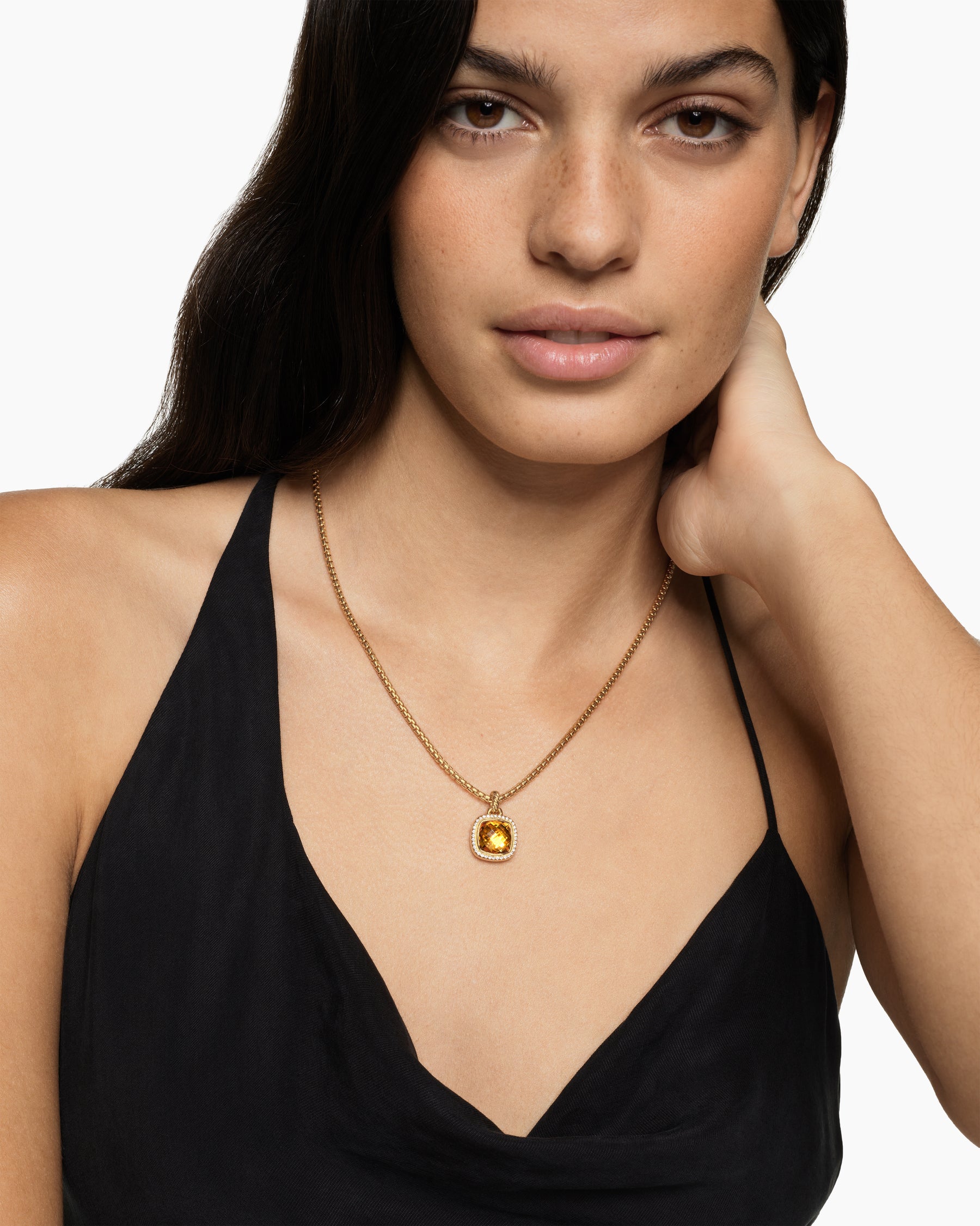 Alternative view of Albion Pendant in 18K Yellow Gold with Citrine and Diamonds, 11mm