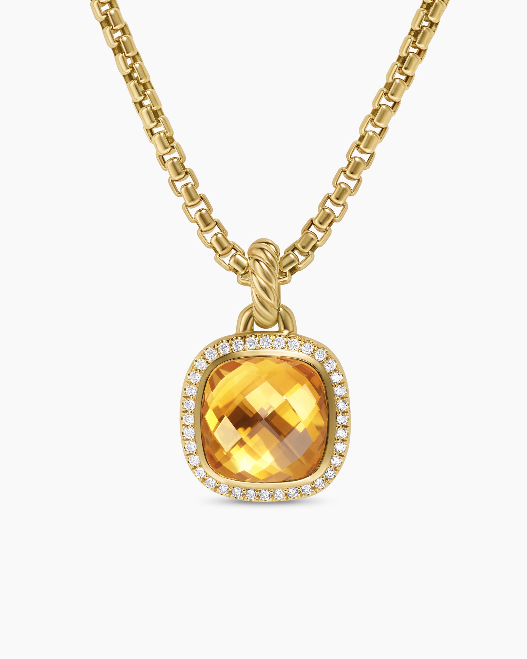 Albion Pendant in 18K Yellow Gold with Citrine and Diamonds, 11mm