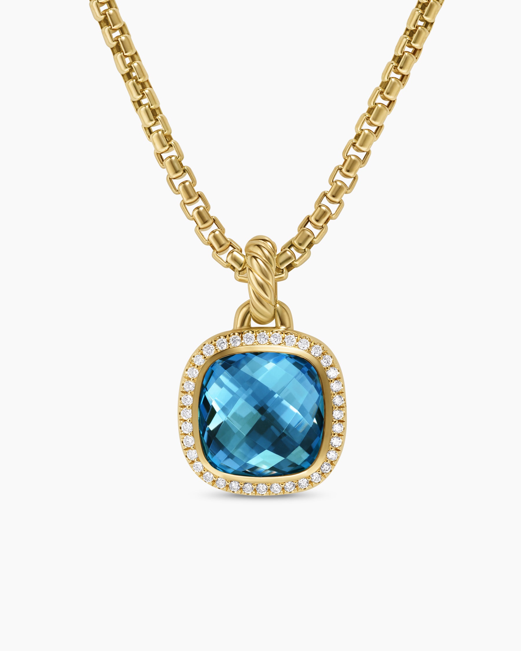 Albion Pendant in 18K Yellow Gold with Hampton Blue Topaz and Diamonds, 11mm