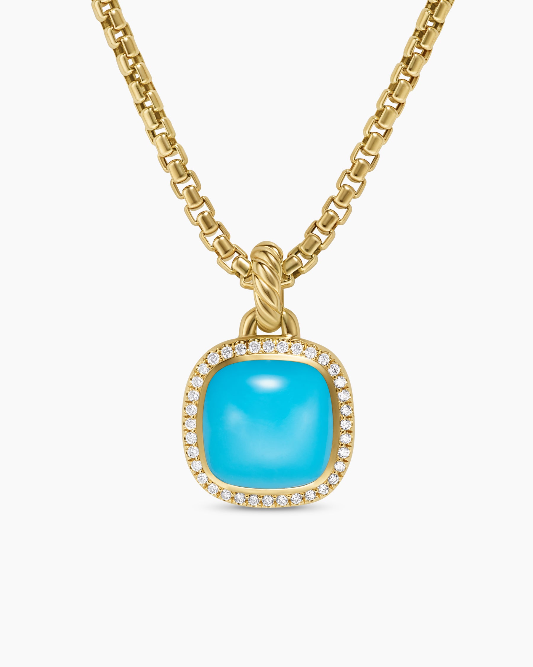 Albion Pendant in 18K Yellow Gold with Turquoise and Diamonds, 11mm