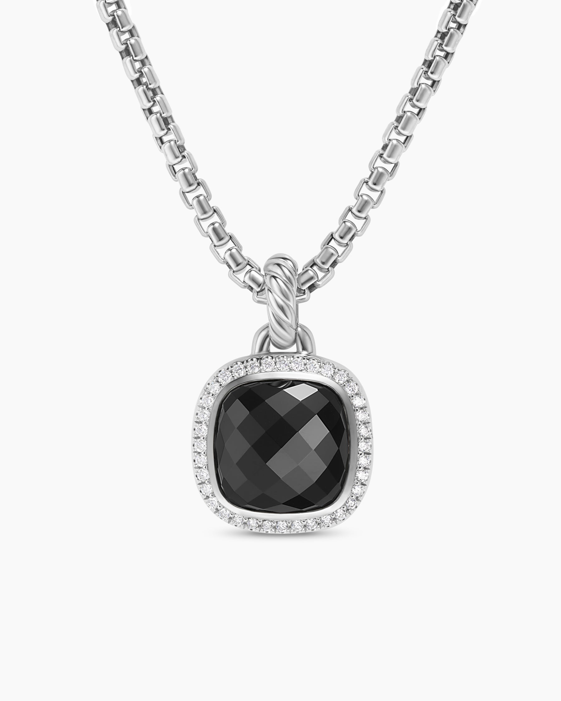 Albion Pendant in Sterling Silver with Black Onyx and Diamonds, 11mm
