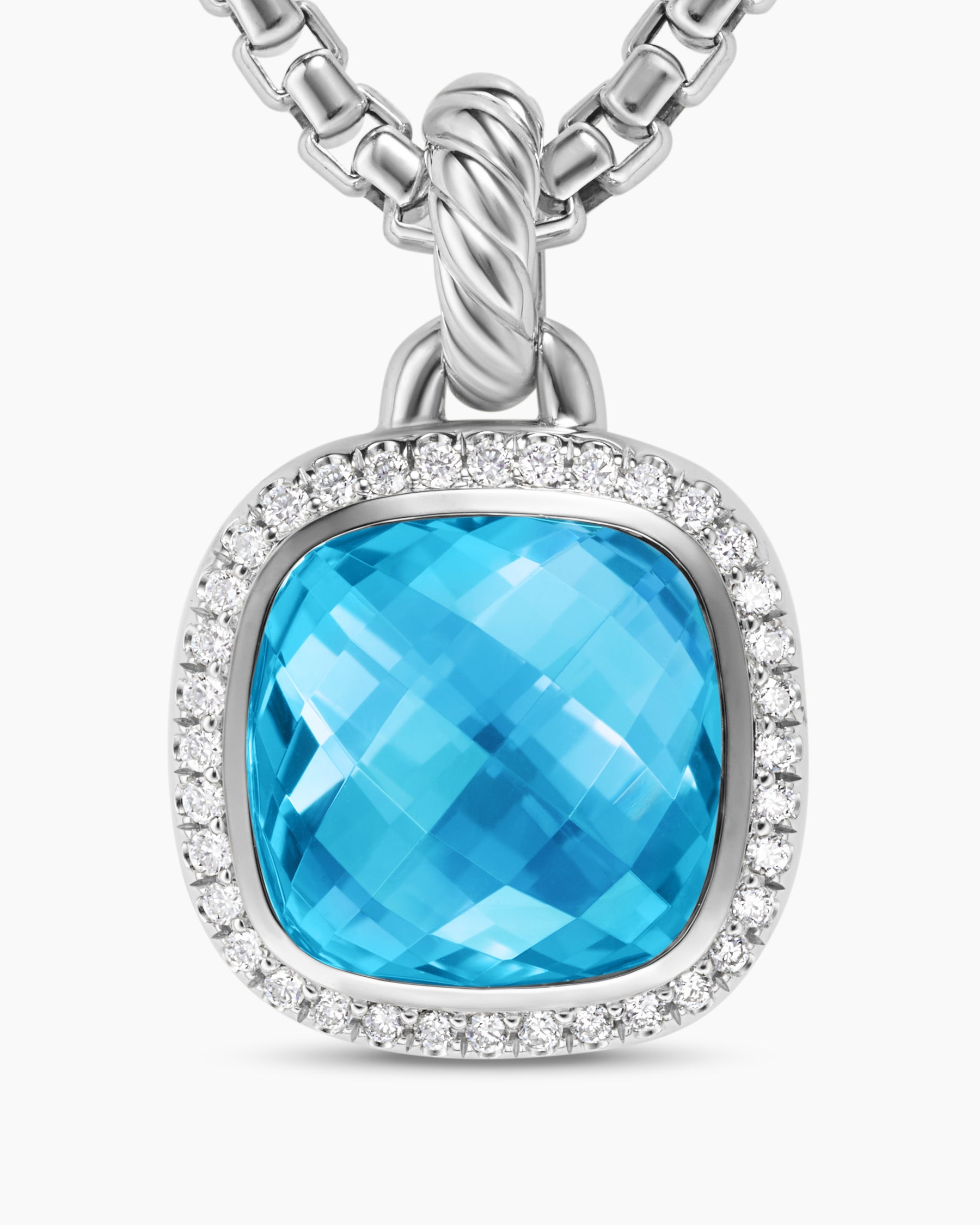 Albion Pendant in Sterling Silver with Blue Topaz and Diamonds, 11mm - Image 5