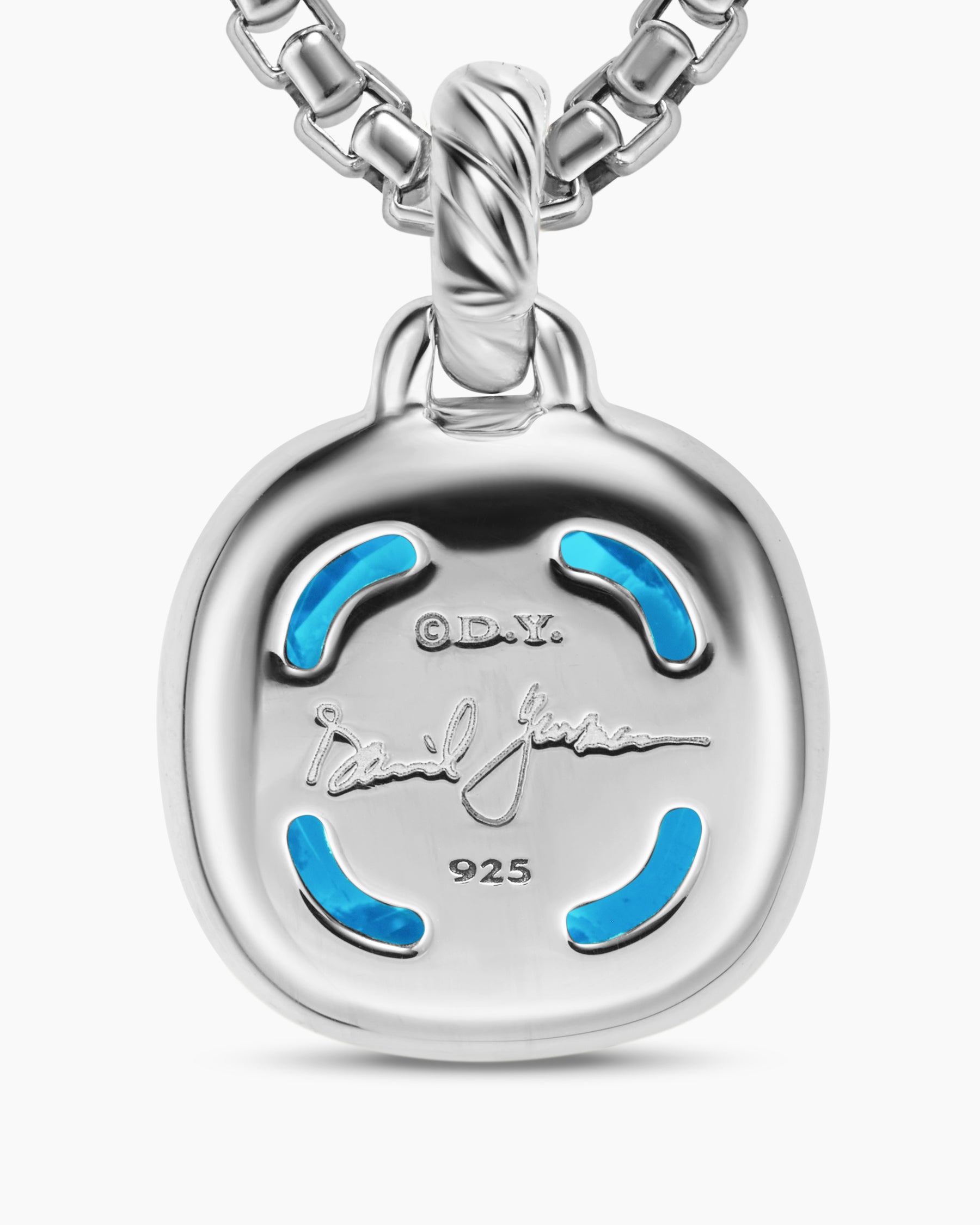 Albion Pendant in Sterling Silver with Blue Topaz and Diamonds, 11mm - Image 6