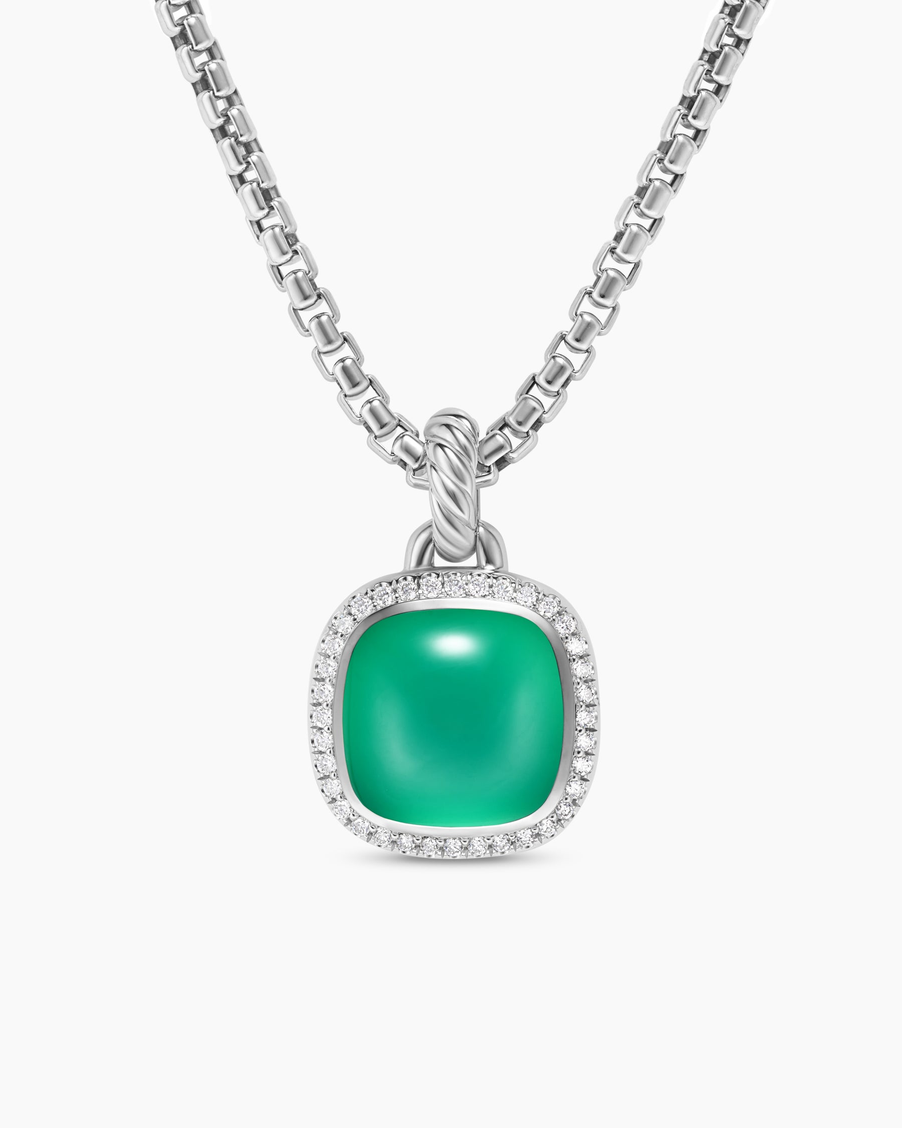 Albion Pendant in Sterling Silver with Lagoon Orchid and Diamonds, 11mm