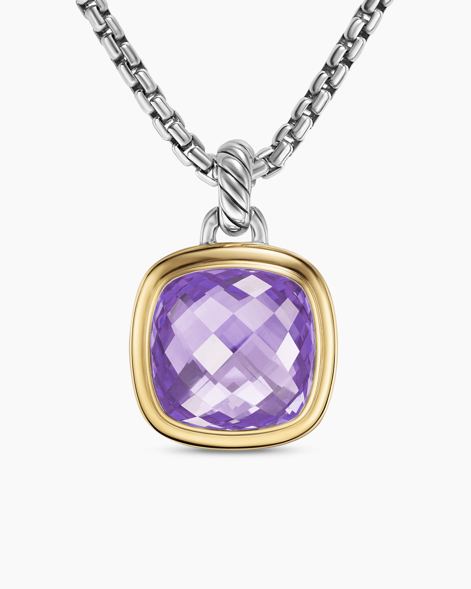 Albion Pendant in Sterling Silver with 18K Yellow Gold and Amethyst, 15mm