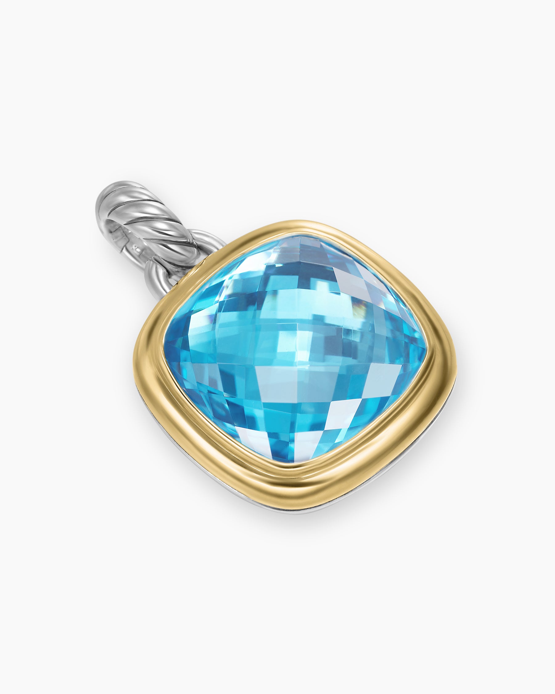 Albion Pendant in Sterling Silver with 18K Yellow Gold and Blue Topaz, 15mm - Image 3