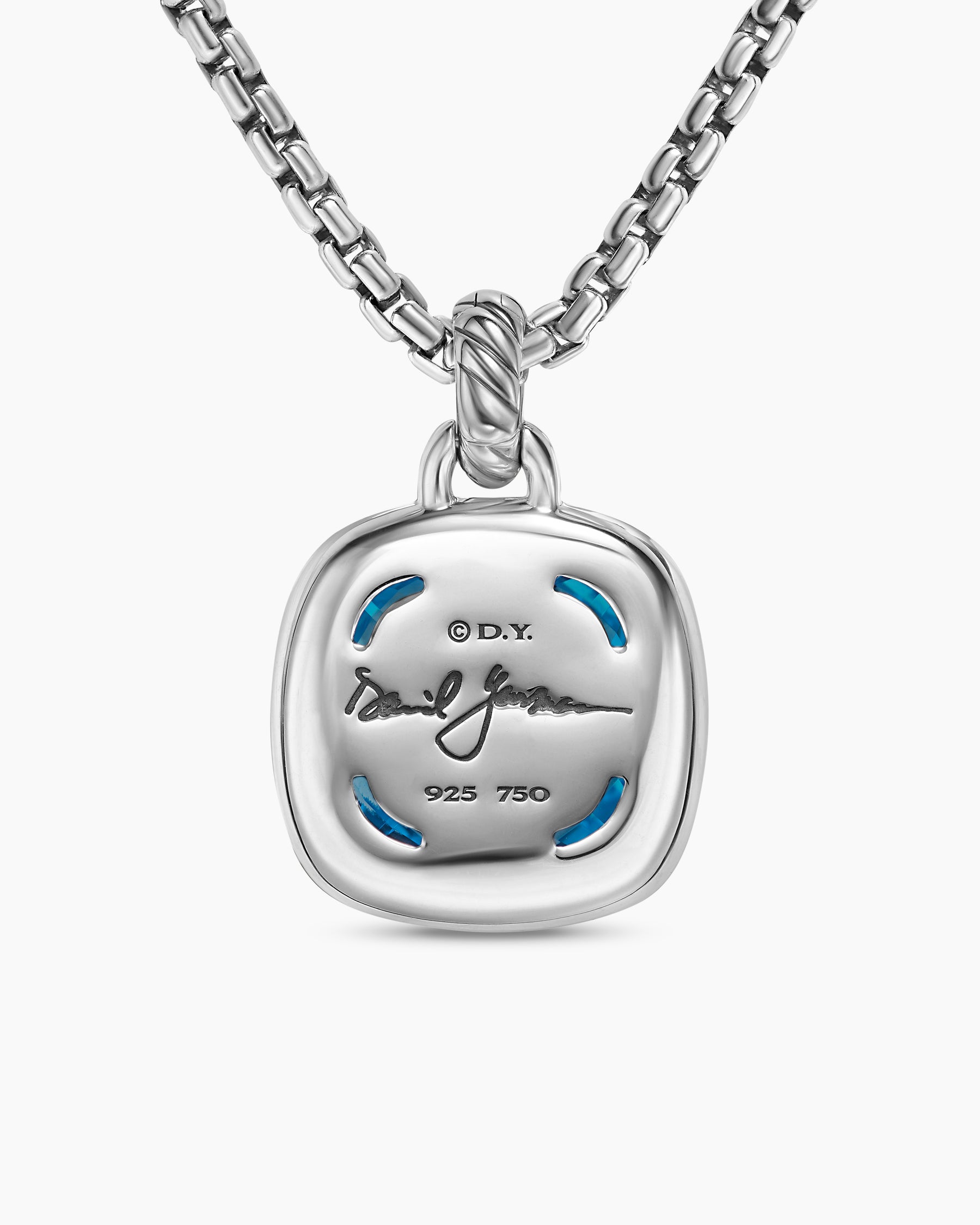 Albion Pendant in Sterling Silver with 18K Yellow Gold and Blue Topaz, 15mm - Image 4