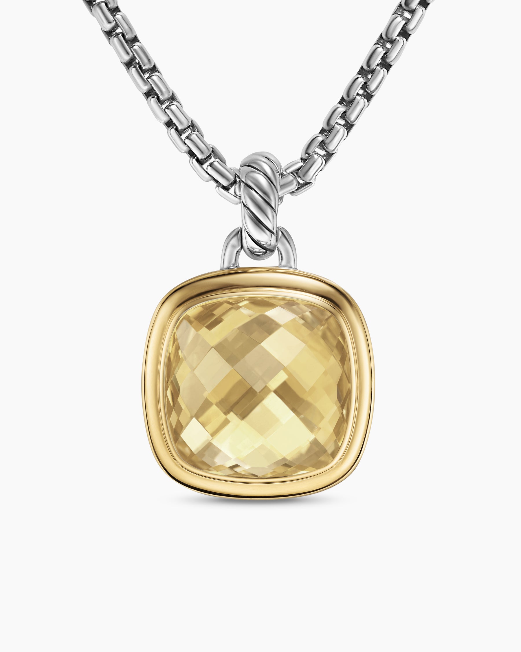Albion Pendant in Sterling Silver with 18K Yellow Gold and Champagne Citrine, 15mm