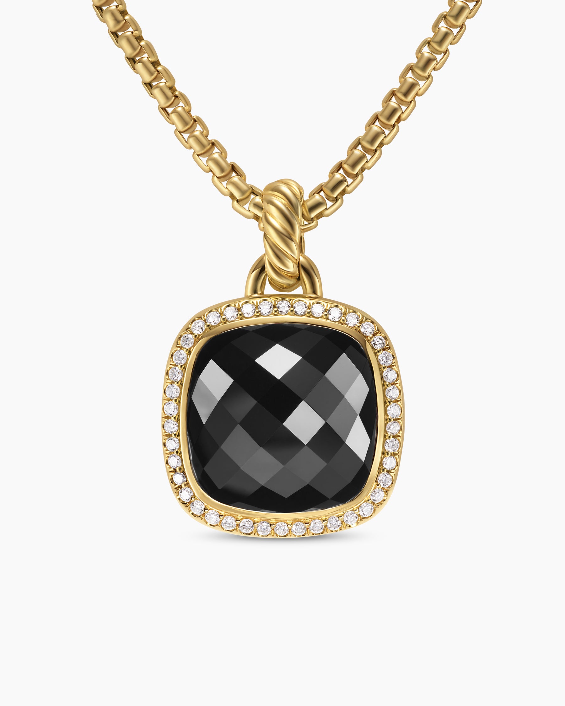 Albion Pendant in 18K Yellow Gold with Black Onyx and Diamonds, 15mm
