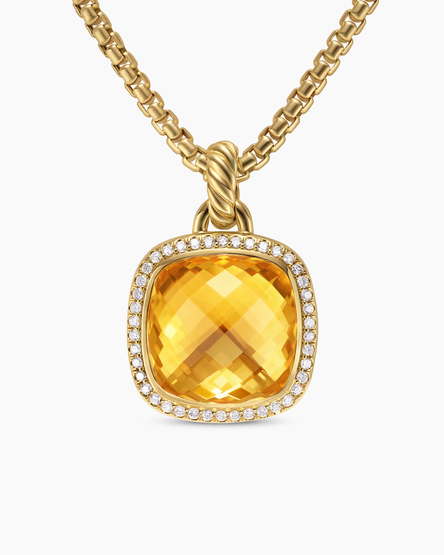 Albion Pendant in 18K Yellow Gold with Citrine and Diamonds, 15mm