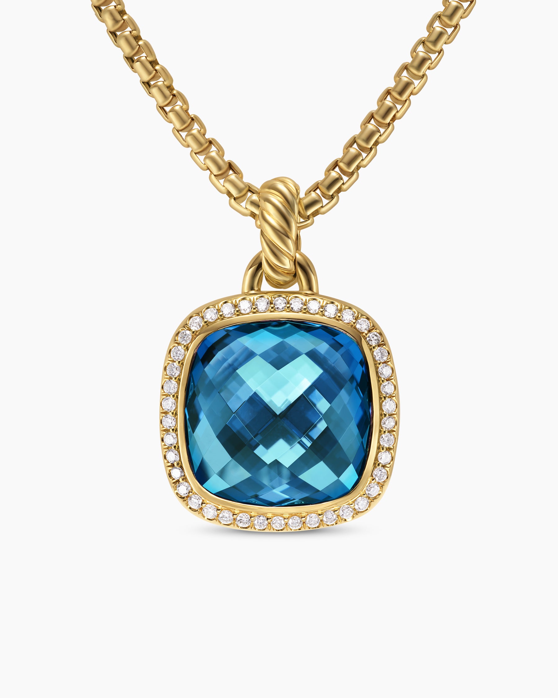 Albion Pendant in 18K Yellow Gold with Hampton Blue Topaz and Diamonds, 15mm