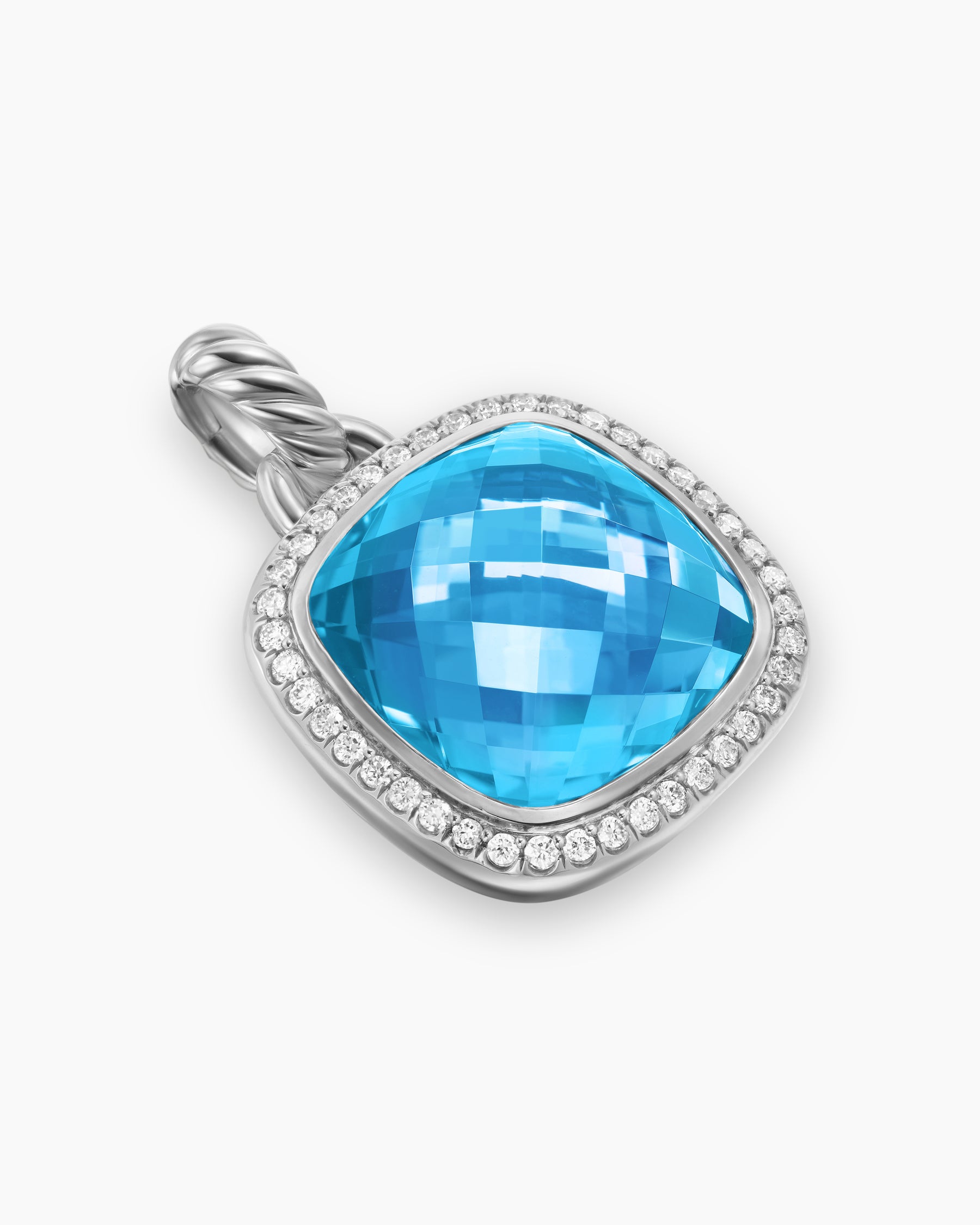 Albion Pendant in Sterling Silver with Blue Topaz and Diamonds, 15mm - Image 3