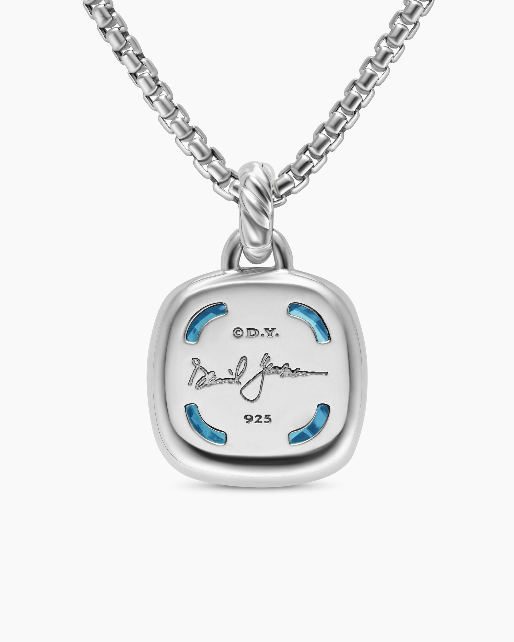 Albion Pendant in Sterling Silver with Blue Topaz and Diamonds, 15mm - Image 4