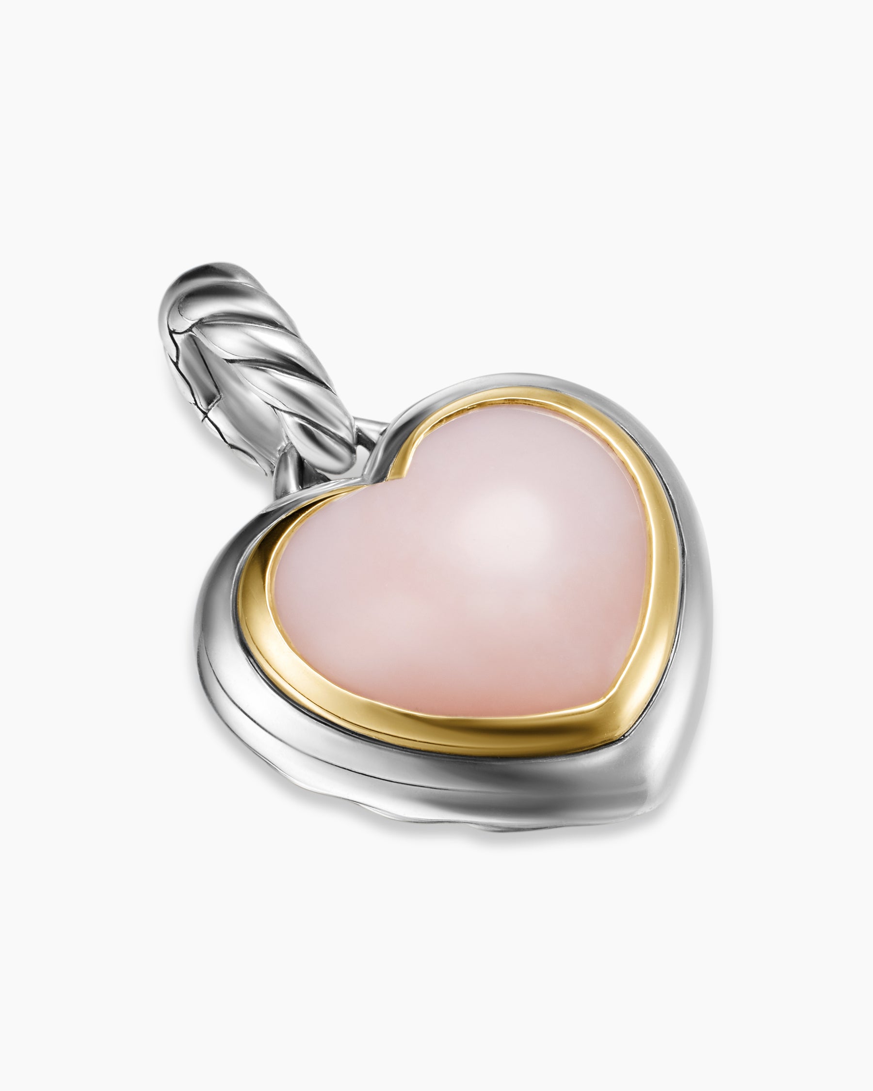 Heart Amulet in Sterling Silver and 18K Yellow Gold with Pink Opal, 17mm - Image 3