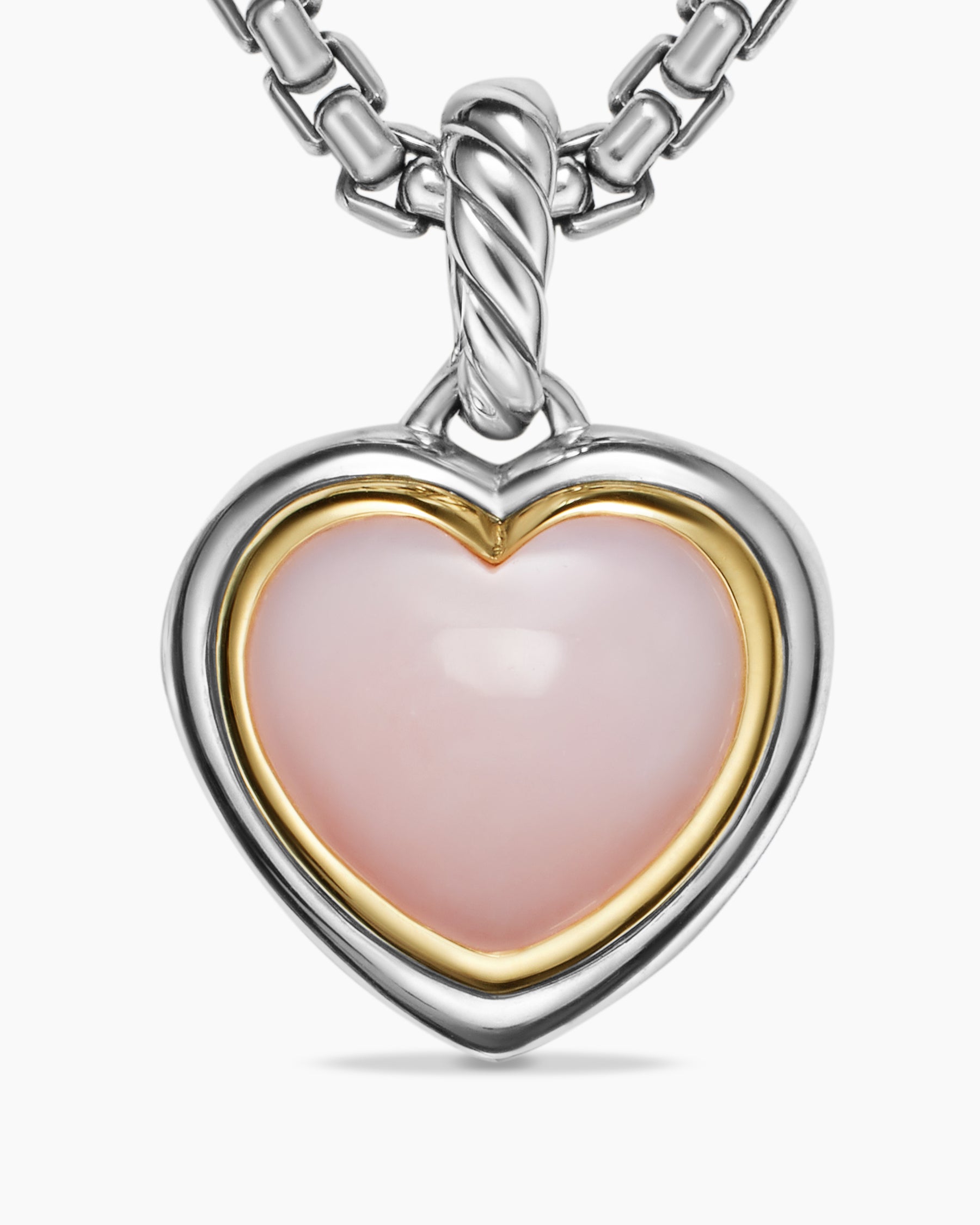Heart Amulet in Sterling Silver and 18K Yellow Gold with Pink Opal, 17mm - Image 5