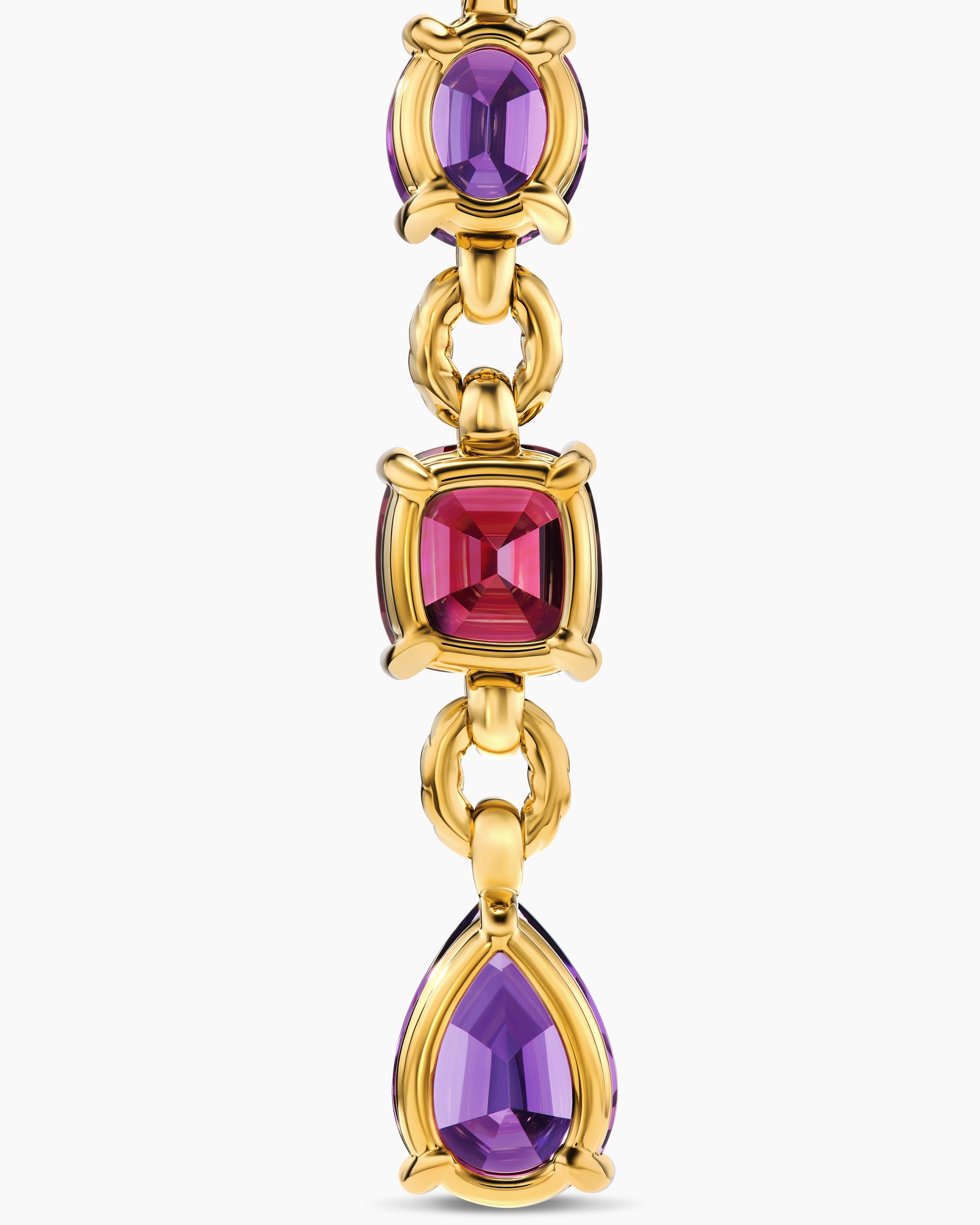 Marbella Y Pendant in 18K Yellow Gold with Amethyst and Rhodolite Garnet, 57.8mm - Image 6