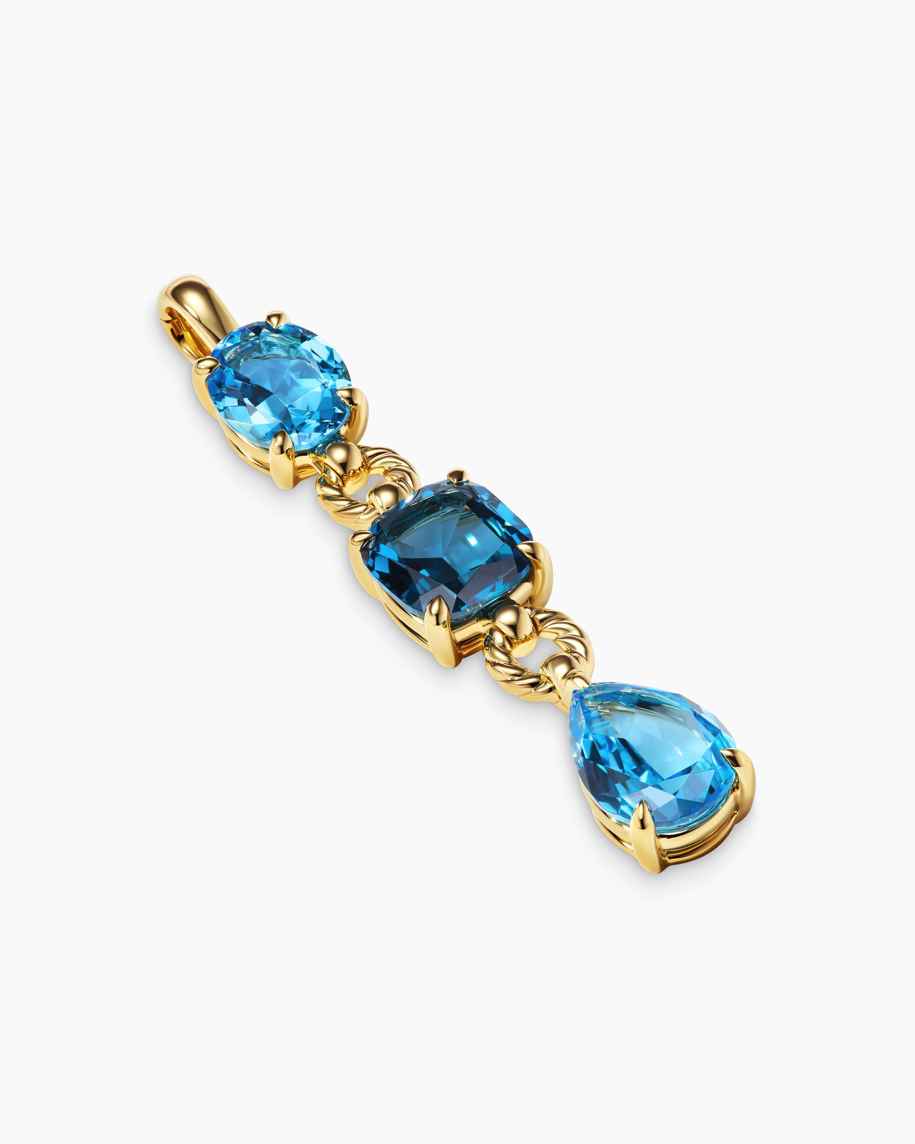 Marbella Y Pendant in 18K Yellow Gold with Blue Topaz and Hampton Blue Topaz, 57.8mm - Image 3