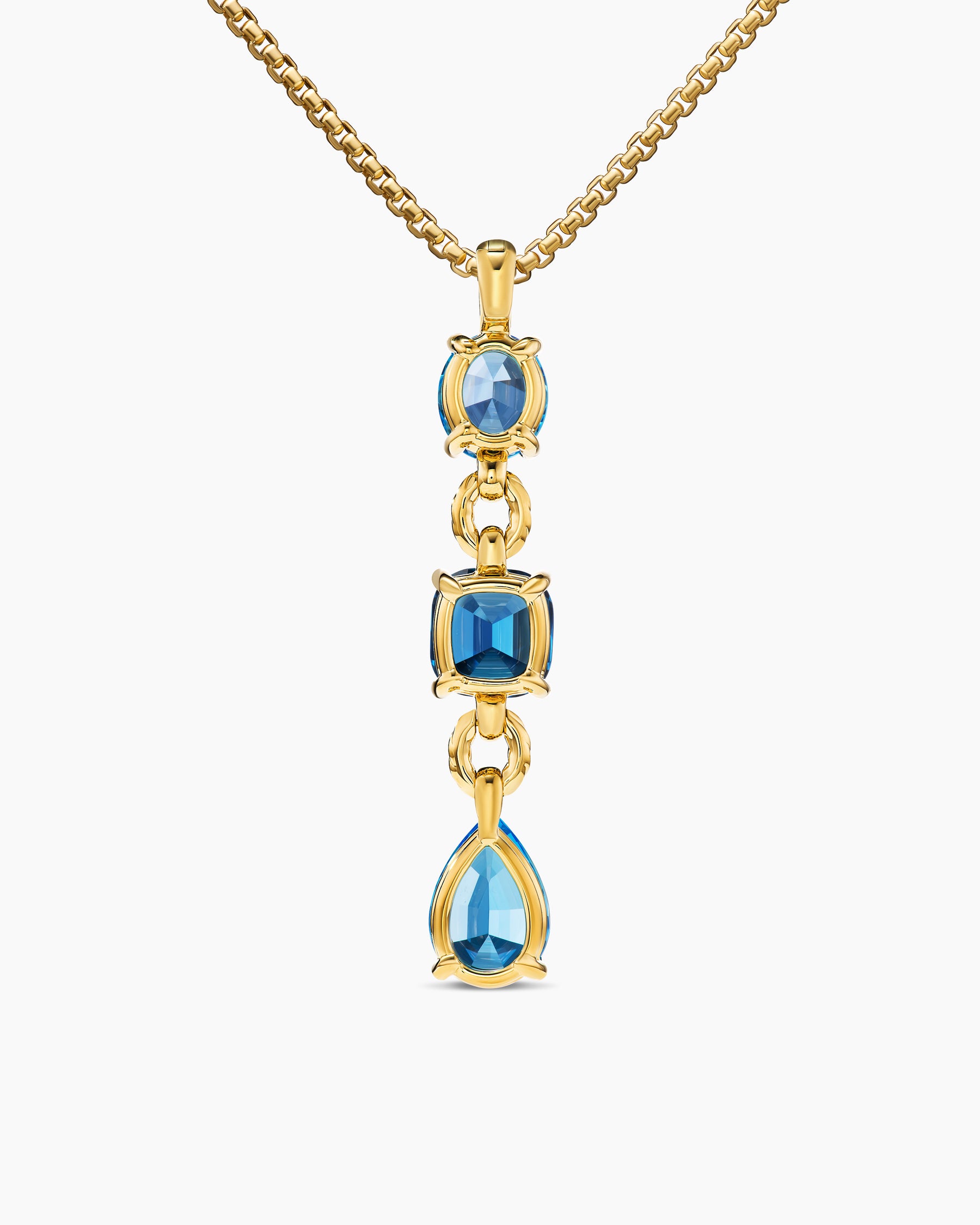 Marbella Y Pendant in 18K Yellow Gold with Blue Topaz and Hampton Blue Topaz, 57.8mm - Image 4
