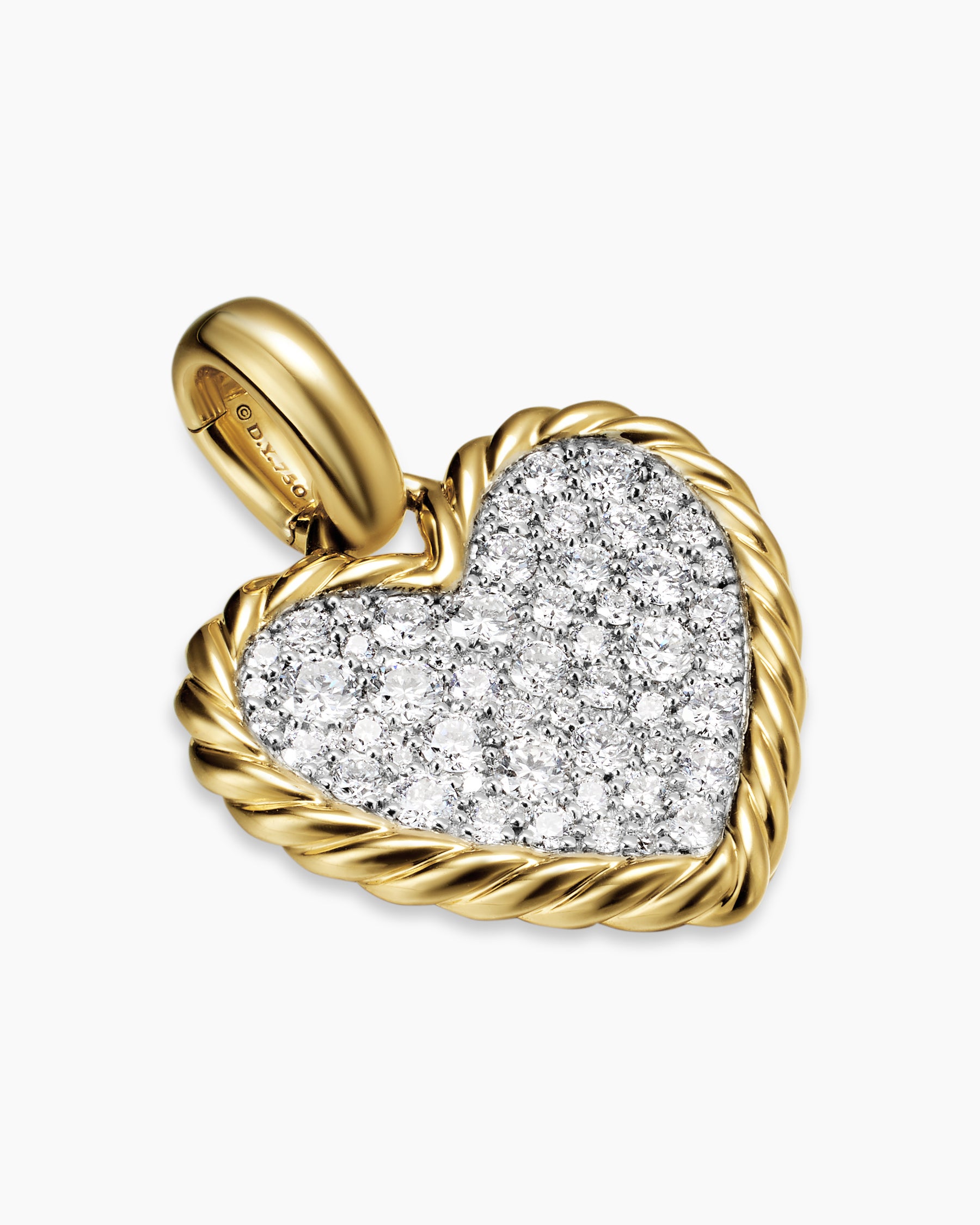 Pavé Heart Amulet in 18K Yellow Gold with Diamonds, 15.6mm - Image 3