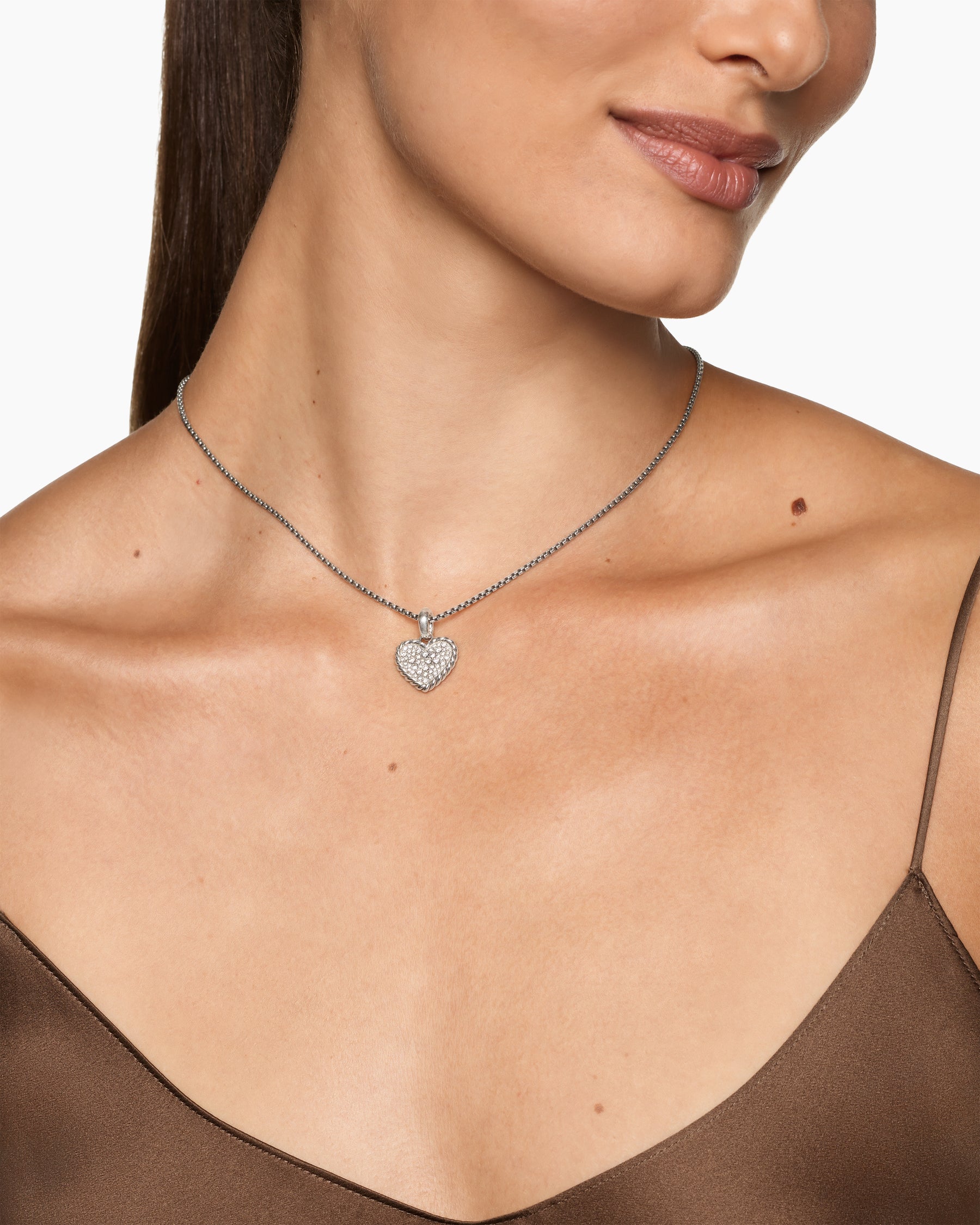 Alternative view of Pavé Heart Amulet in Sterling Silver with Diamonds, 15.6mm
