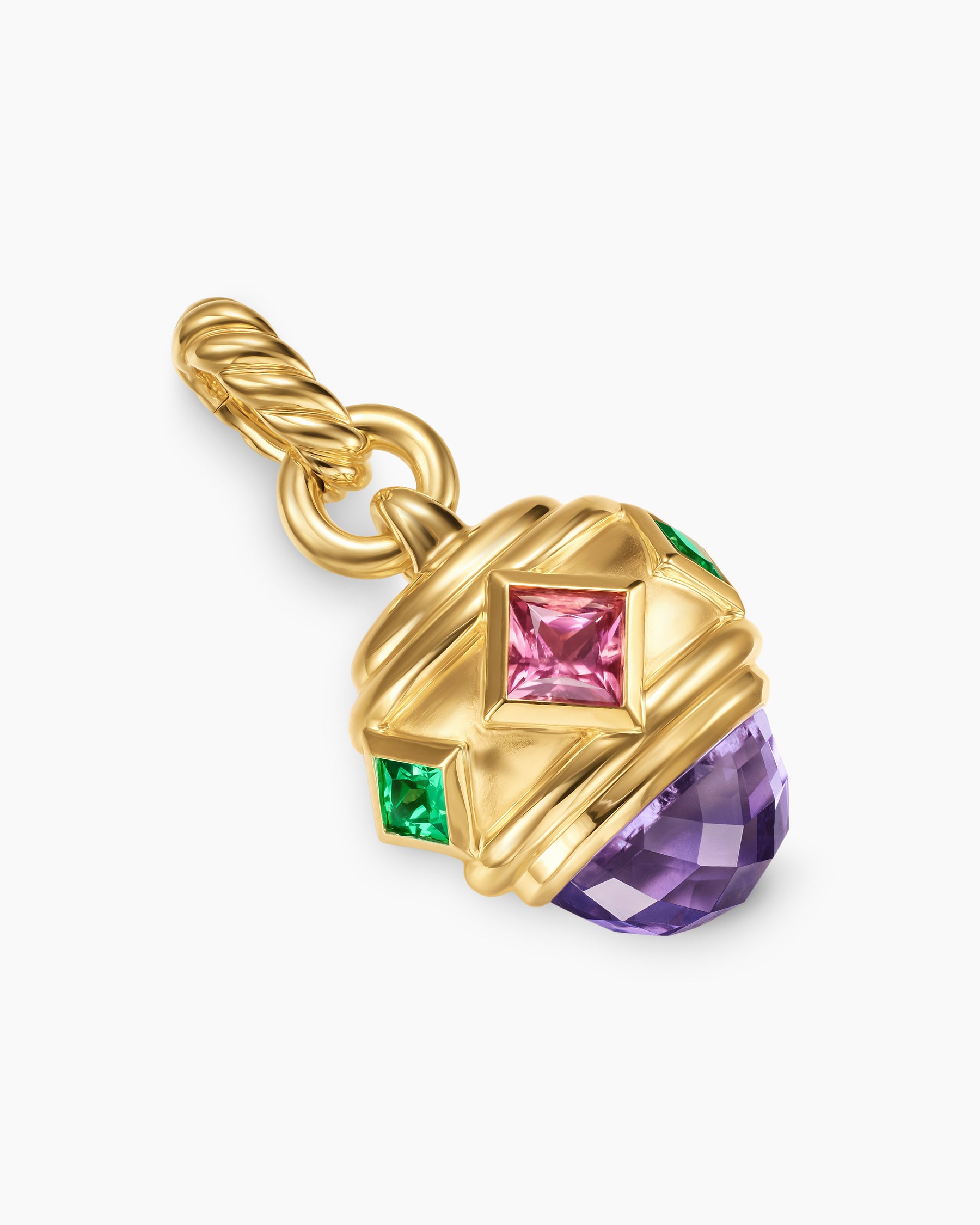 Renaissance Amulet in 18K Yellow Gold with Amethyst, Pink Tourmaline and Tsavorites, 19.8mm - Image 3