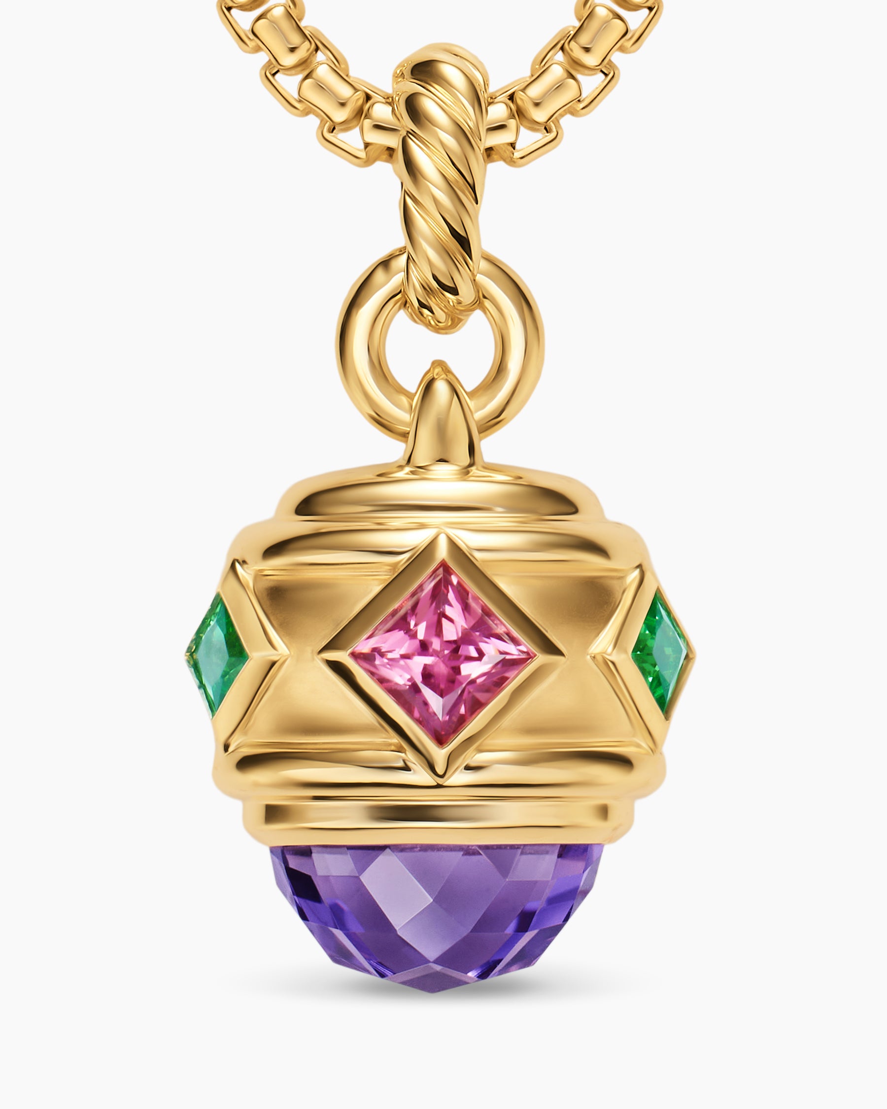 Renaissance Amulet in 18K Yellow Gold with Amethyst, Pink Tourmaline and Tsavorites, 19.8mm - Image 5