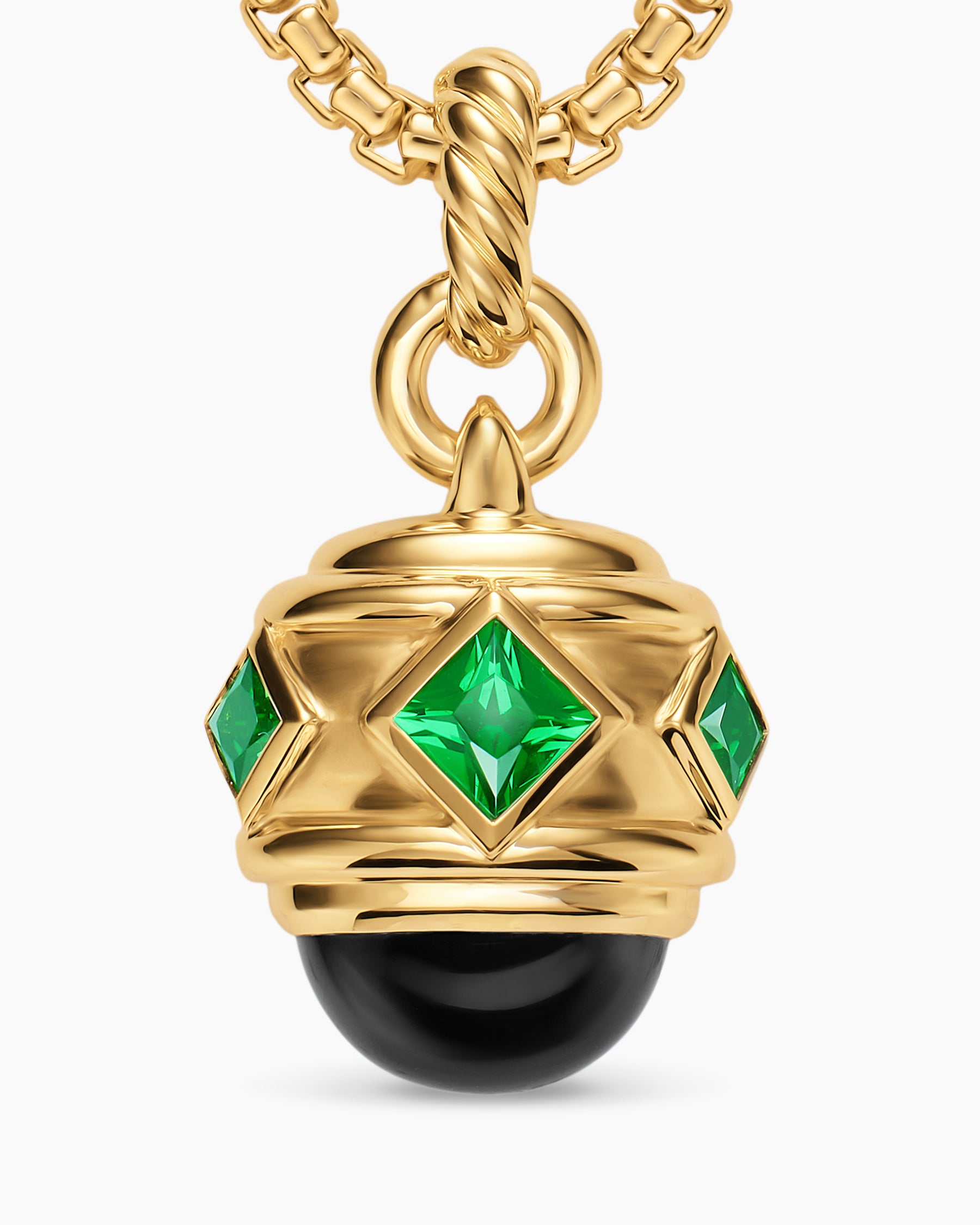 Renaissance Amulet in 18K Yellow Gold with Black Onyx and Tsavorites, 19.8mm - Image 5