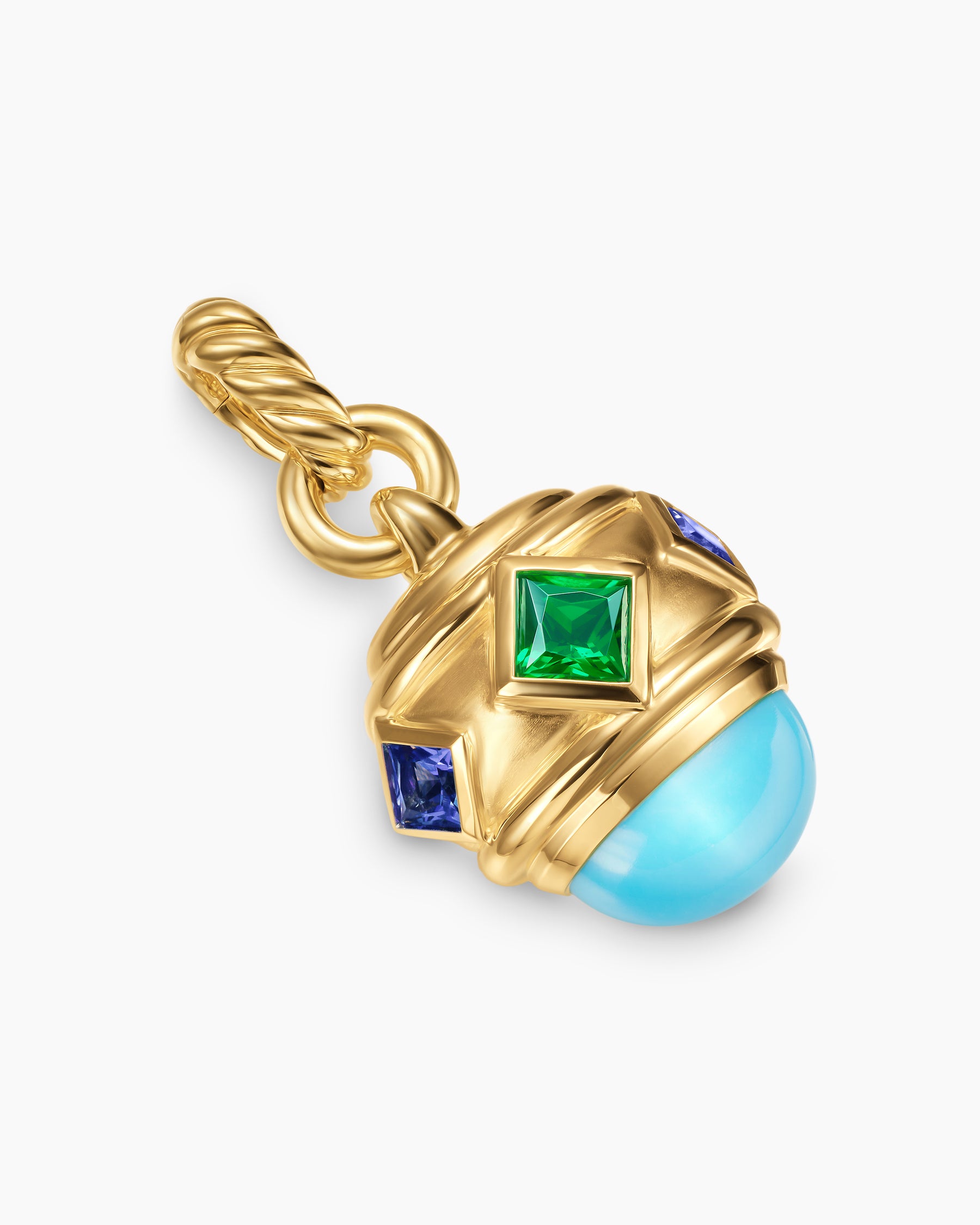 Renaissance Amulet in 18K Yellow Gold with Turquoise, Tsavorite and Tanzanites, 19.8mm - Image 3