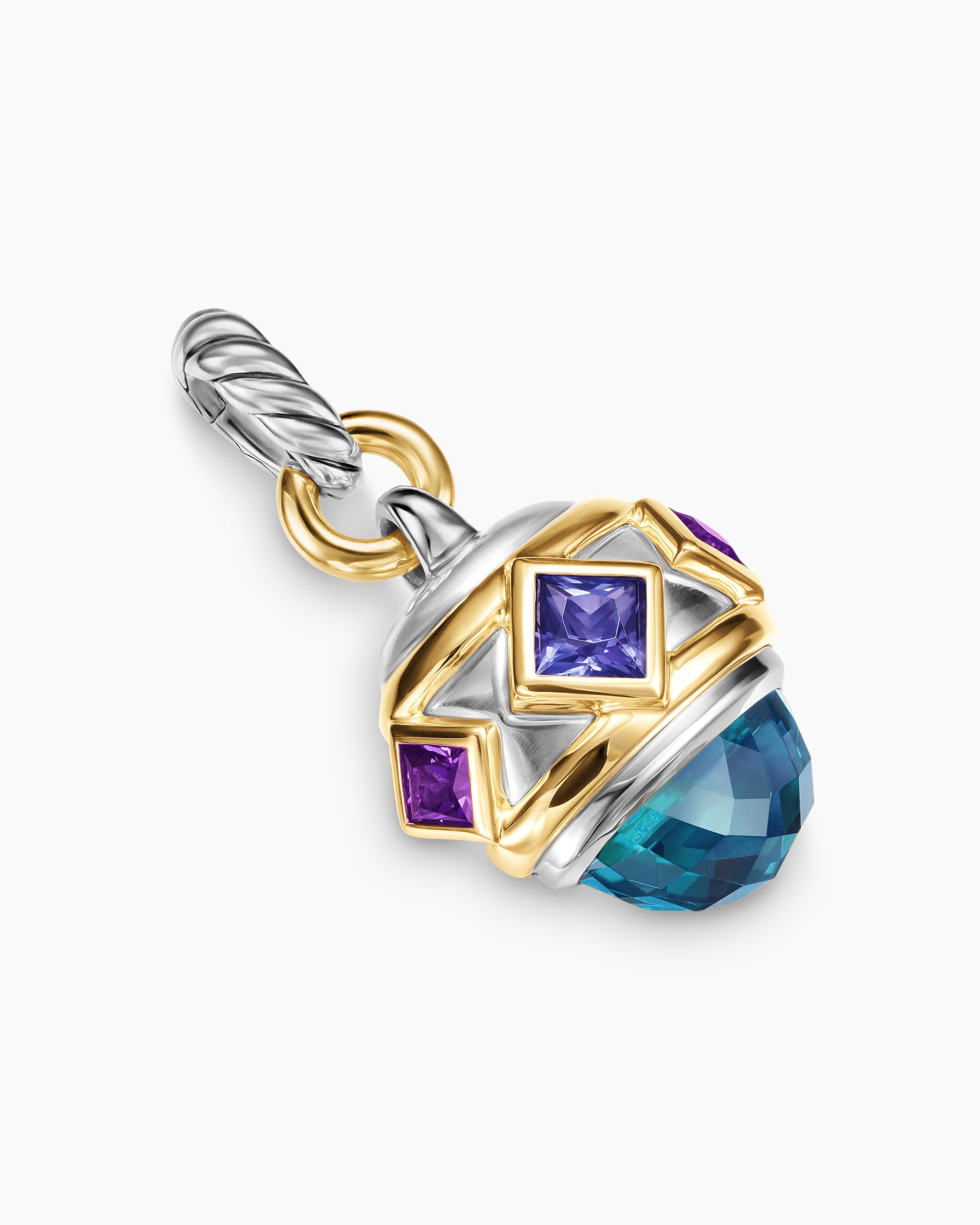 Renaissance Amulet in Sterling Silver with 14K Yellow Gold, Hampton Blue Topaz, Iolite and Amethyst, 19.8mm - Image 3