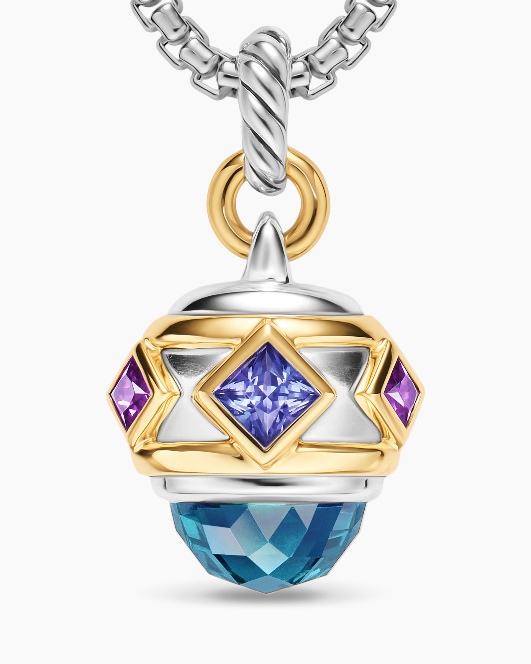 Renaissance Amulet in Sterling Silver with 14K Yellow Gold, Hampton Blue Topaz, Iolite and Amethyst, 19.8mm - Image 5