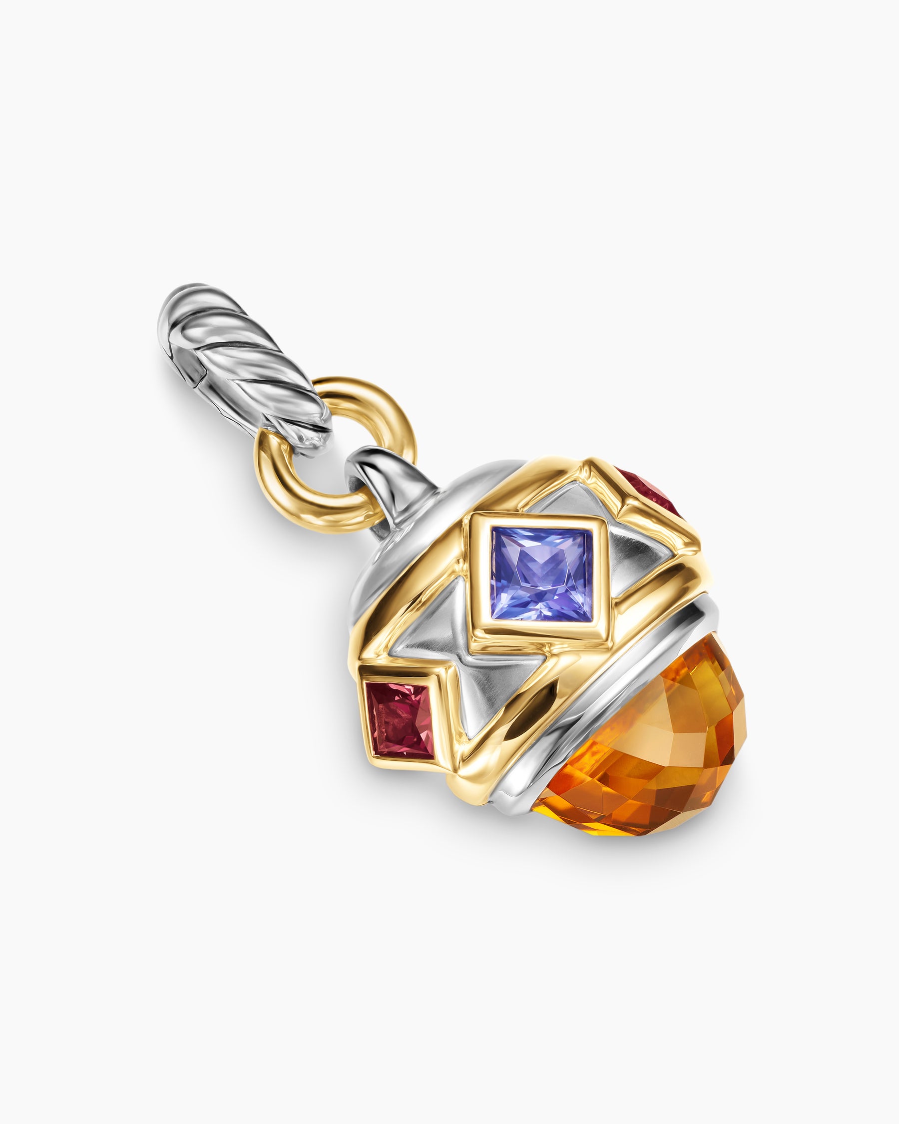 Renaissance Amulet in Sterling Silver with 14K Yellow Gold, Madeira Citrine, Tanzanite and Rhodolite Garnet, 19.8mm - Image 3