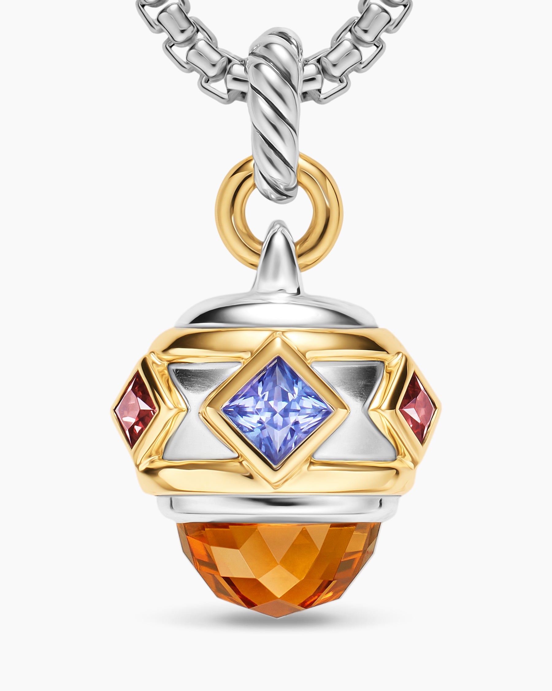 Renaissance Amulet in Sterling Silver with 14K Yellow Gold, Madeira Citrine, Tanzanite and Rhodolite Garnet, 19.8mm - Image 5
