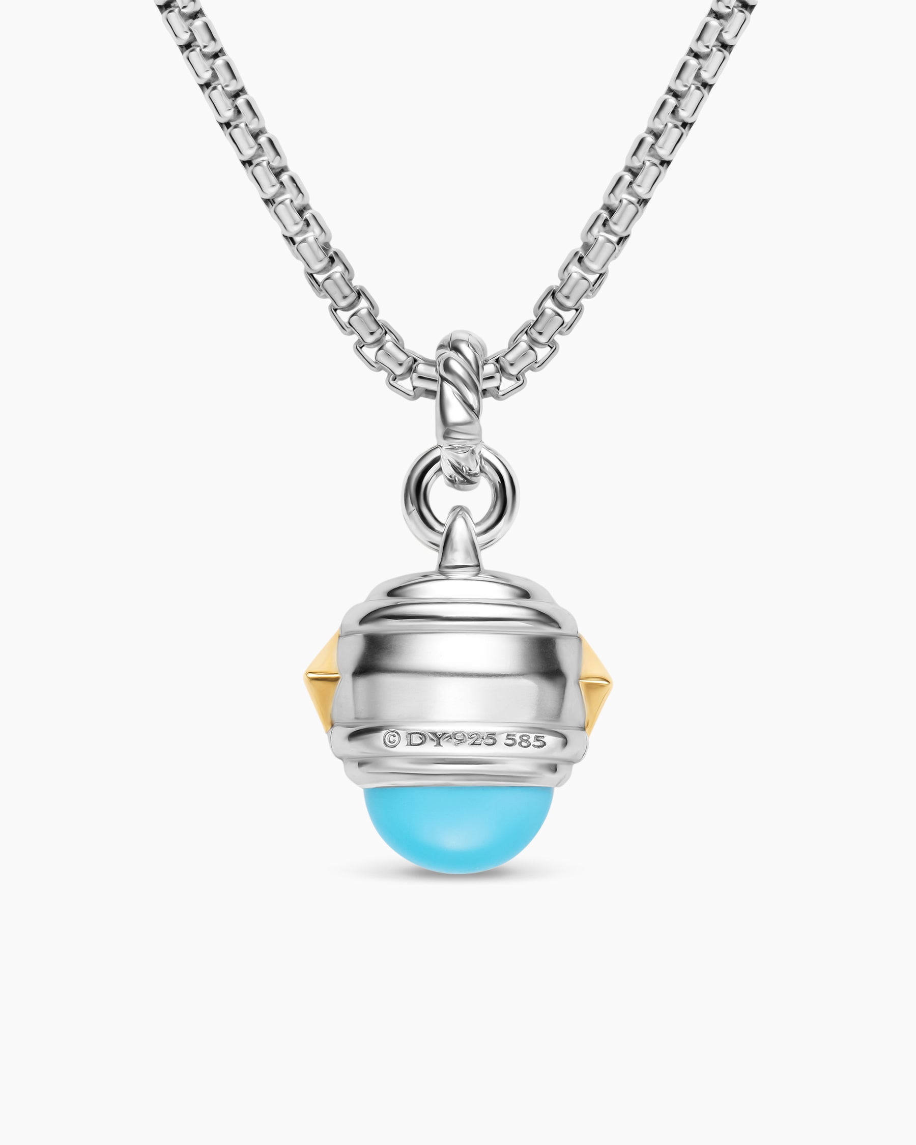Renaissance Amulet in Sterling Silver with 14K Yellow Gold, Turquoise, Madeira Citrine and Tsavorites, 19.8mm - Image 4