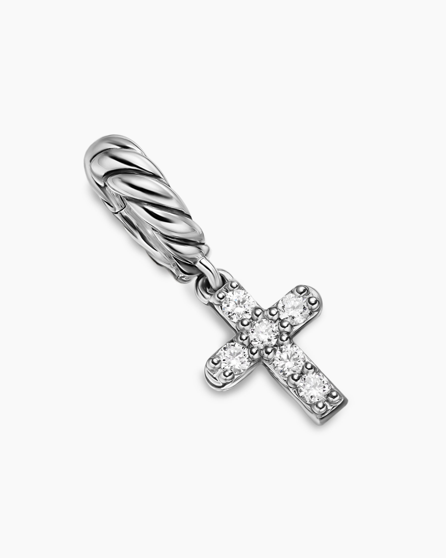 Micro Pavé Cross Amulet in Sterling Silver with Diamonds, 8mm - Image 3