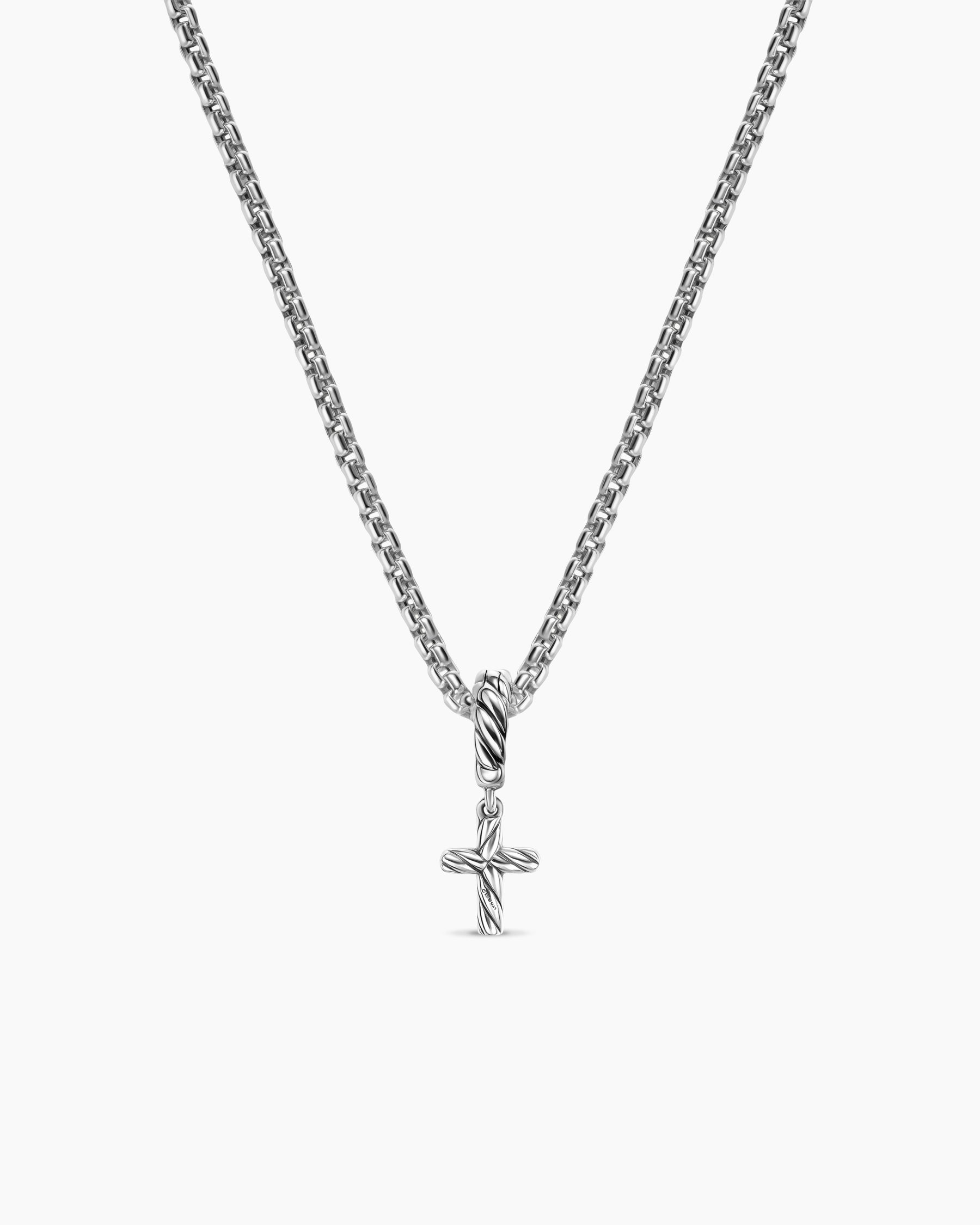 Micro Pavé Cross Amulet in Sterling Silver with Diamonds, 8mm - Image 4