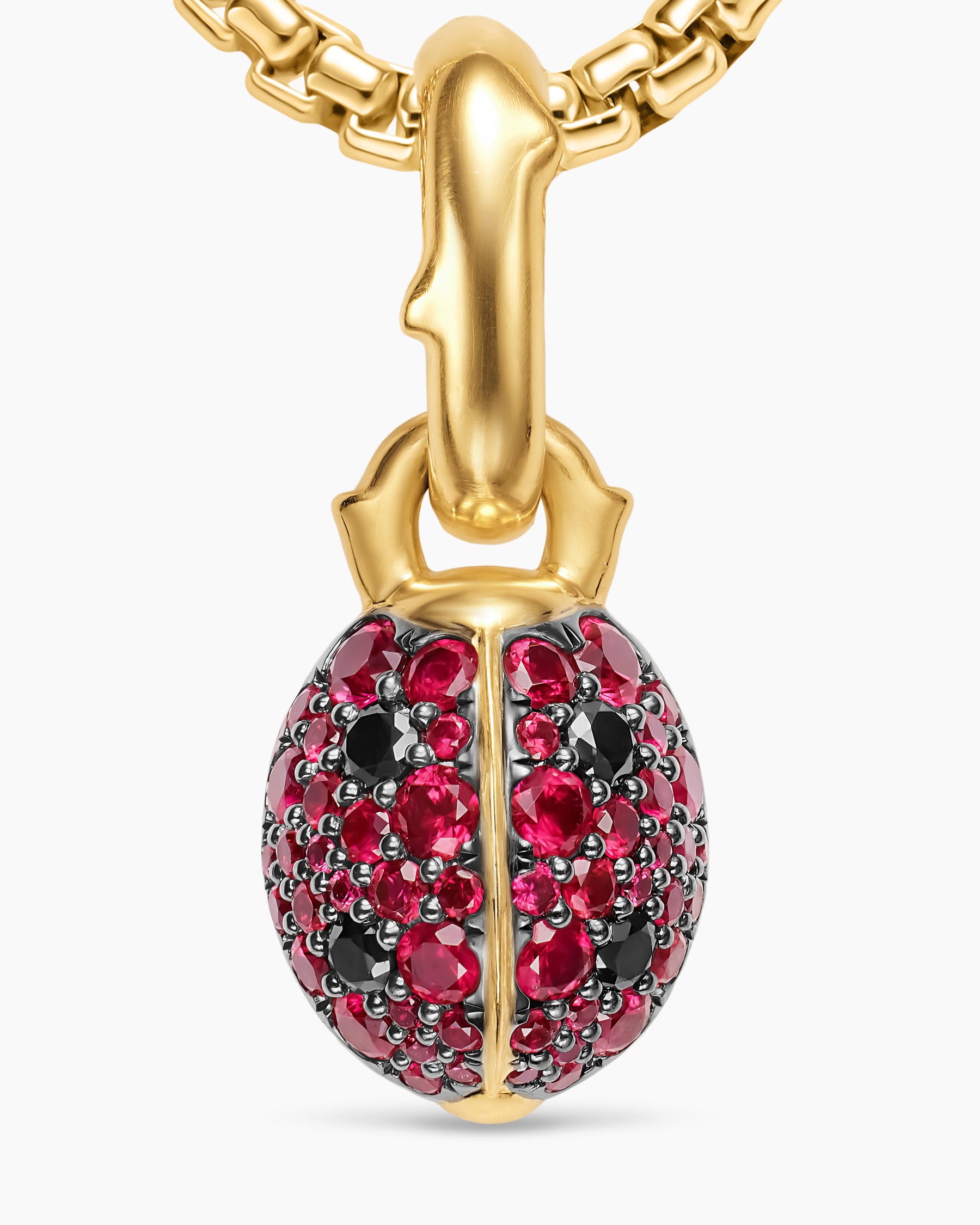 Ladybug Amulet in 18K Yellow Gold with Rubies and Black Diamonds, 12.7mm - Image 5