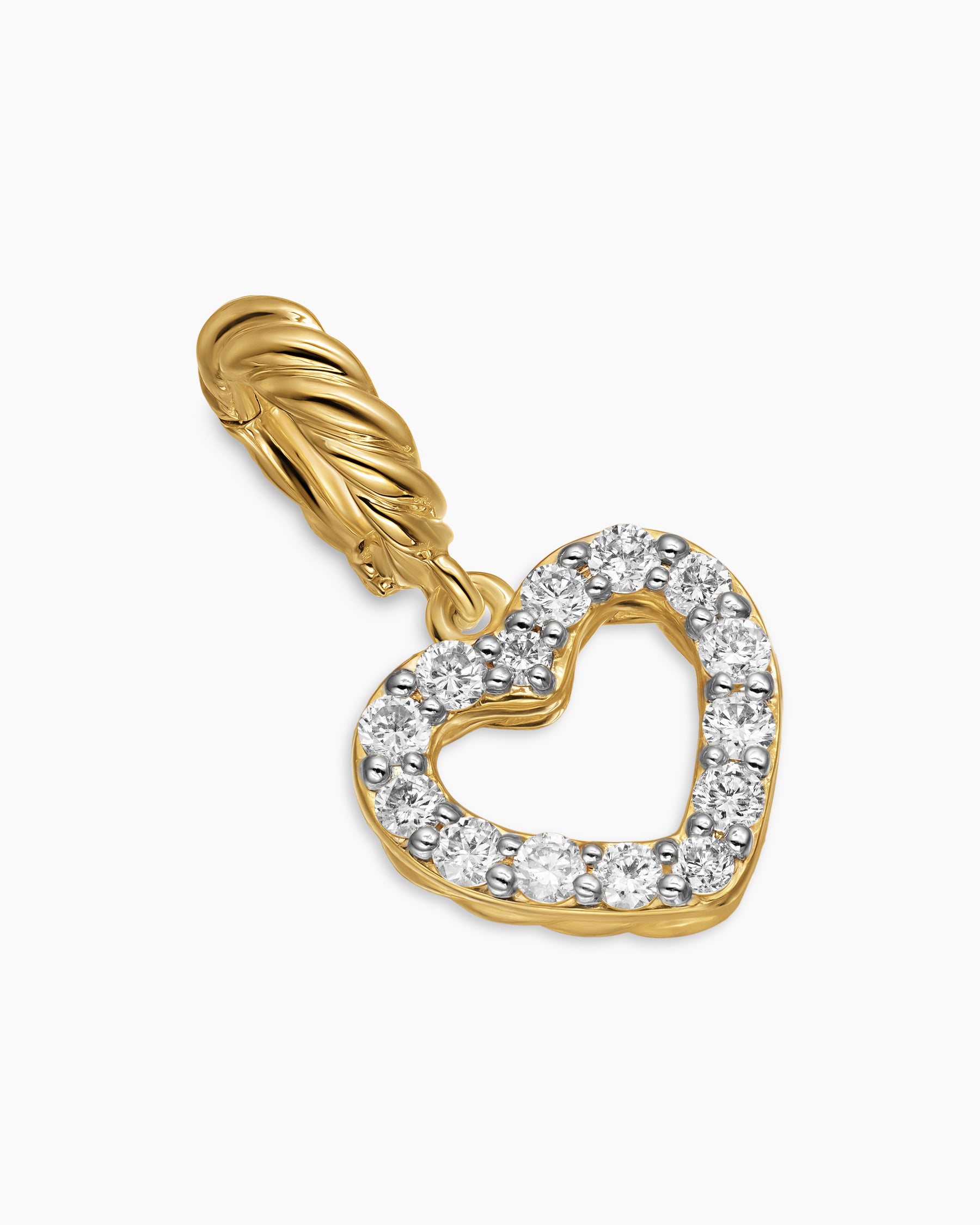 Micro Pavé Open Heart Amulet in 18K Yellow Gold with Diamonds, 6.8mm - Image 3