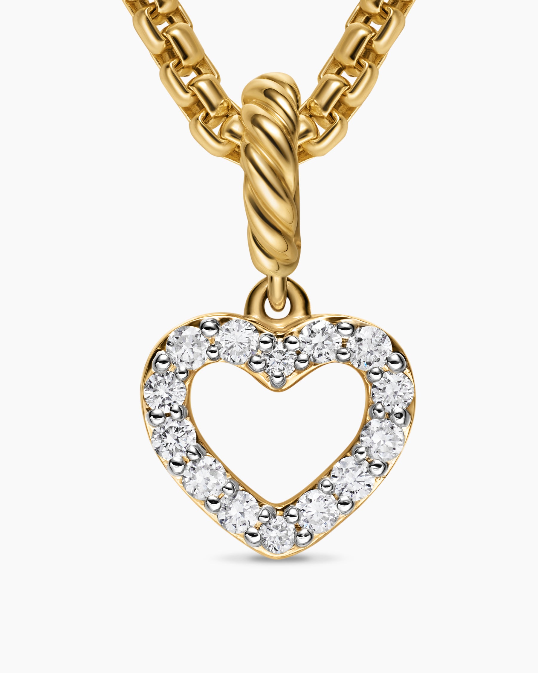 Micro Pavé Open Heart Amulet in 18K Yellow Gold with Diamonds, 6.8mm - Image 5