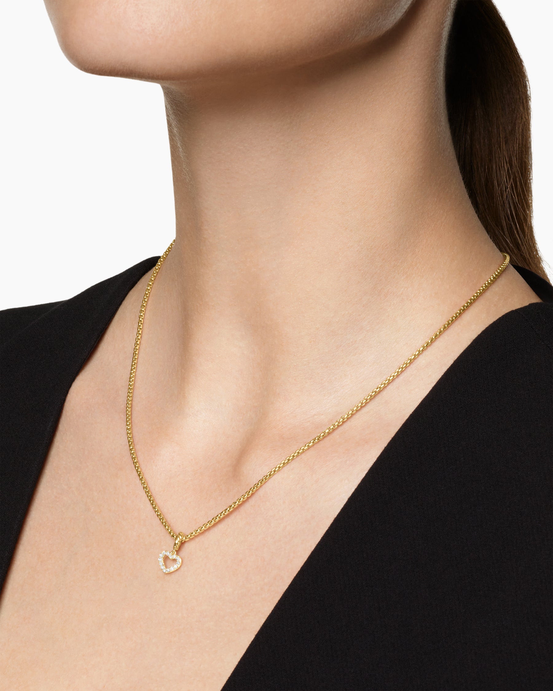 Alternative view of Micro Pavé Open Heart Amulet in 18K Yellow Gold with Diamonds, 6.8mm