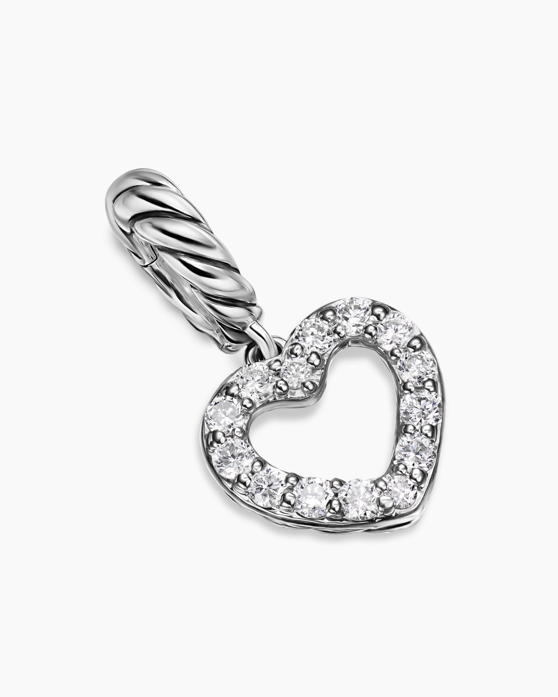 Micro Pavé Open Heart Amulet in Sterling Silver with Diamonds, 6.8mm - Image 3
