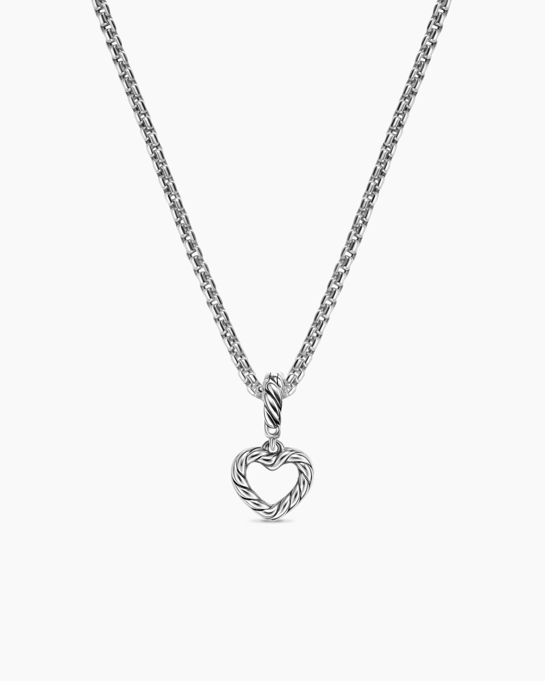 Micro Pavé Open Heart Amulet in Sterling Silver with Diamonds, 6.8mm - Image 4