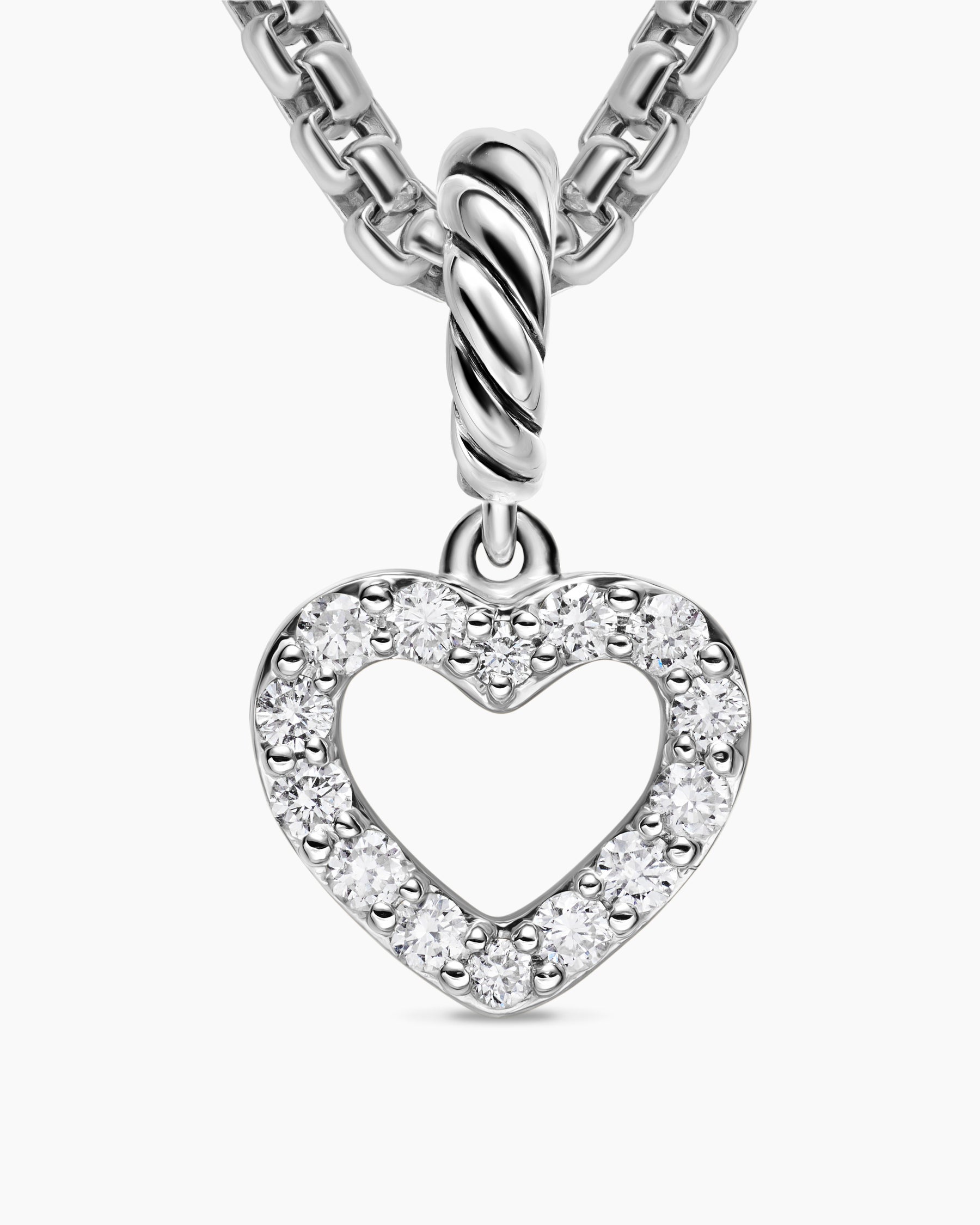Micro Pavé Open Heart Amulet in Sterling Silver with Diamonds, 6.8mm - Image 5