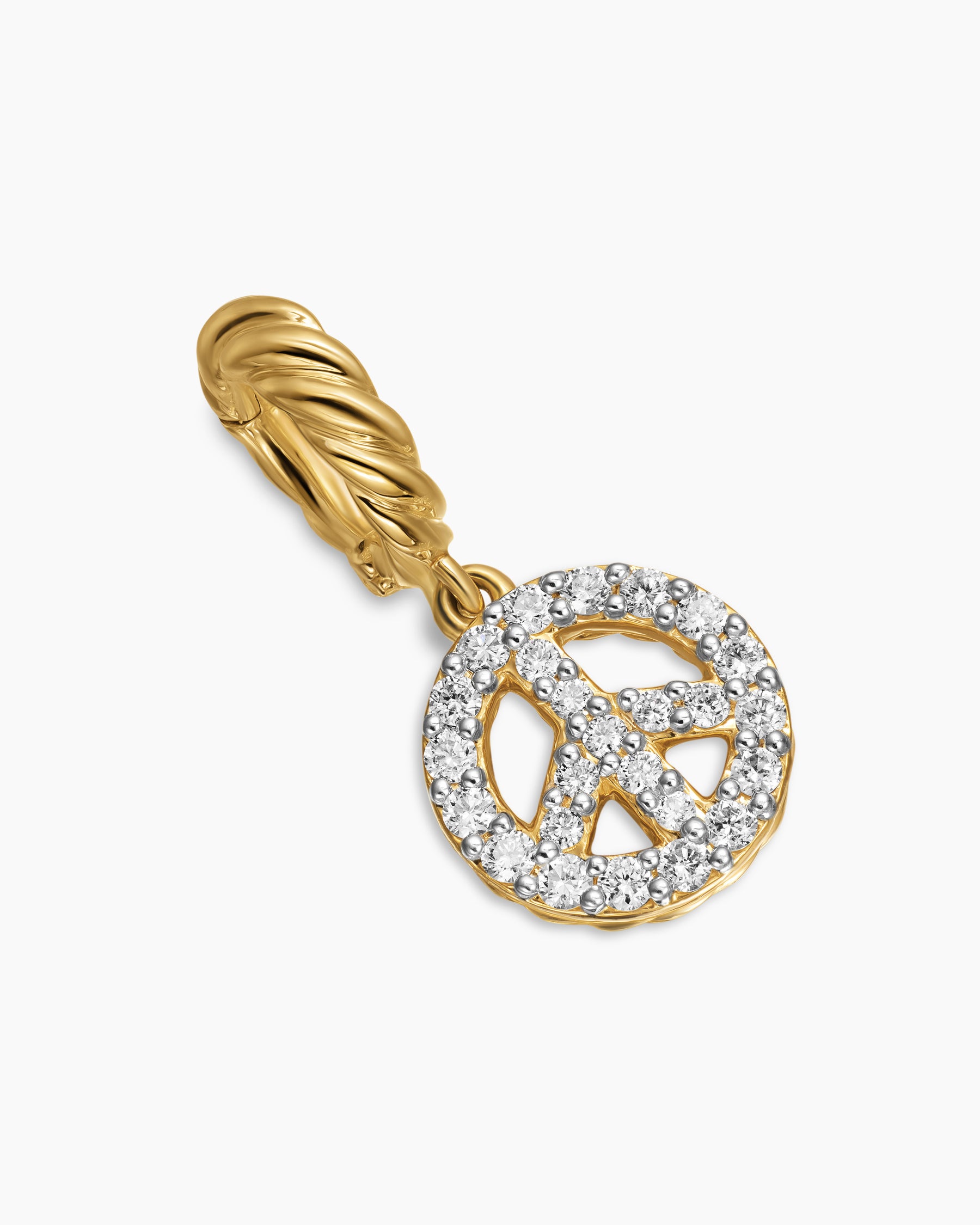Micro Pavé Peace Sign Amulet in 18K Yellow Gold with Diamonds, 7.6mm - Image 3