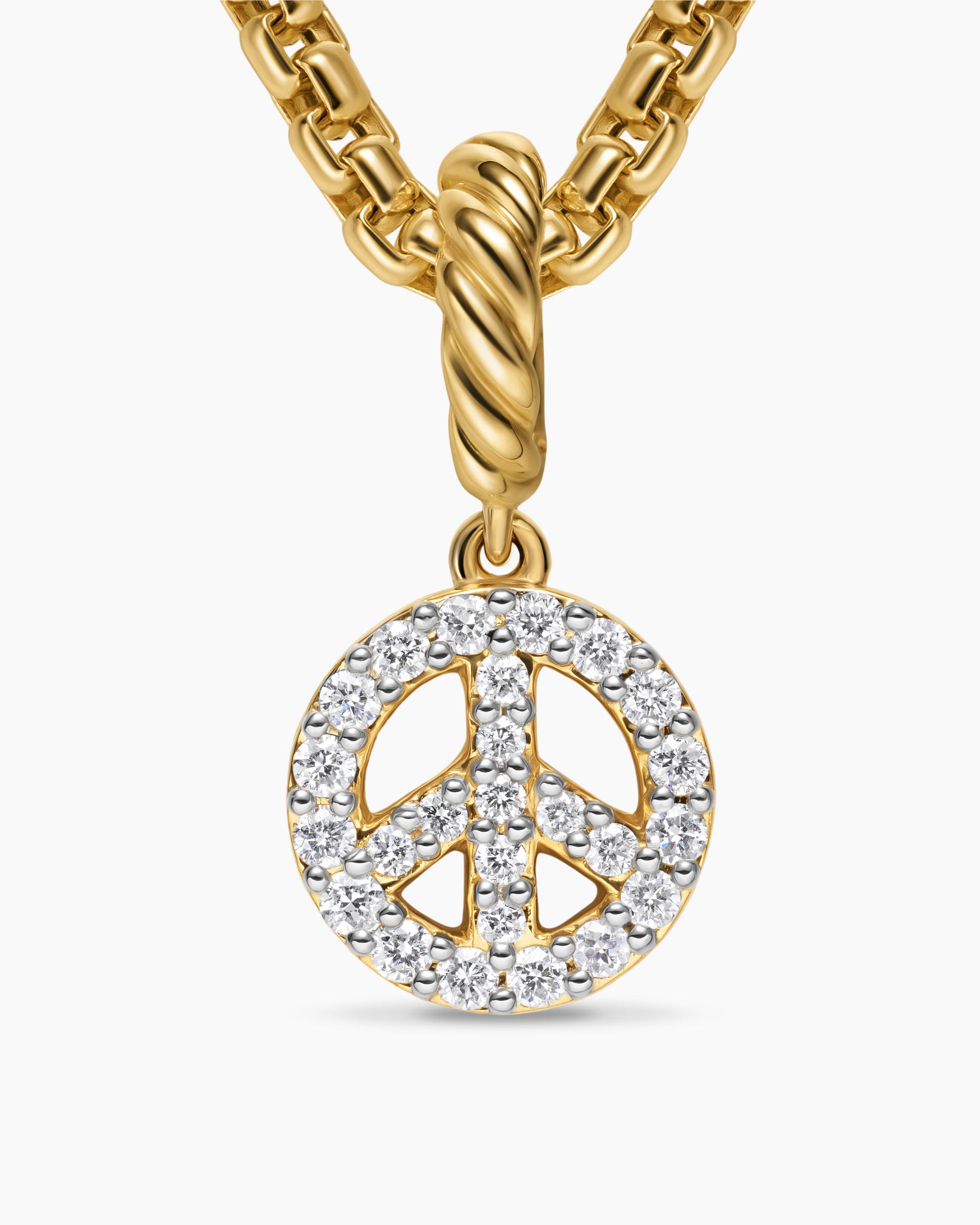 Micro Pavé Peace Sign Amulet in 18K Yellow Gold with Diamonds, 7.6mm - Image 5