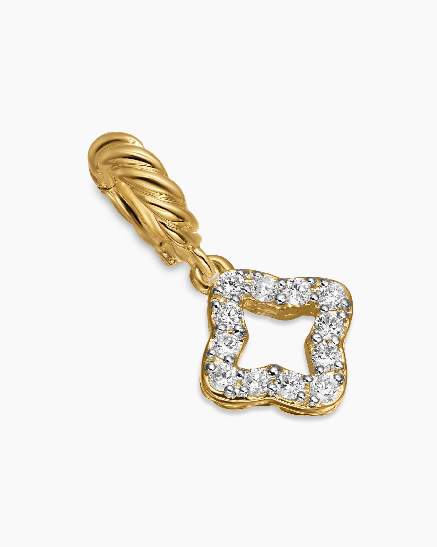 Micro Pavé Quatrefoil Amulet in 18K Yellow Gold with Diamonds, 7.4mm - Image 3